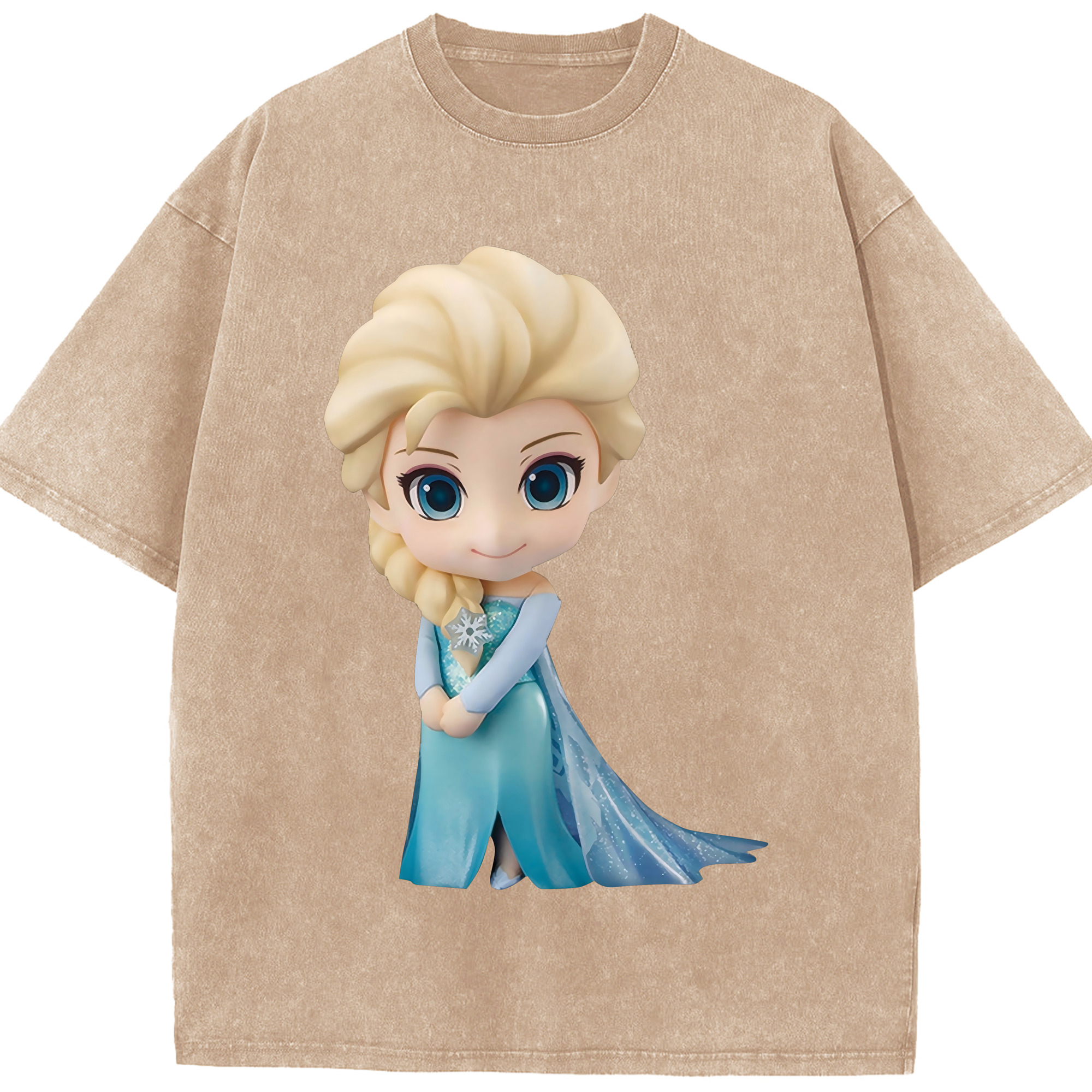 （画像用） アナと雪の女王 アンナ エルサ Frozen Anna Elsa 綿100% ヴィンテージ風 半袖Tシャツ（フロントプリント）