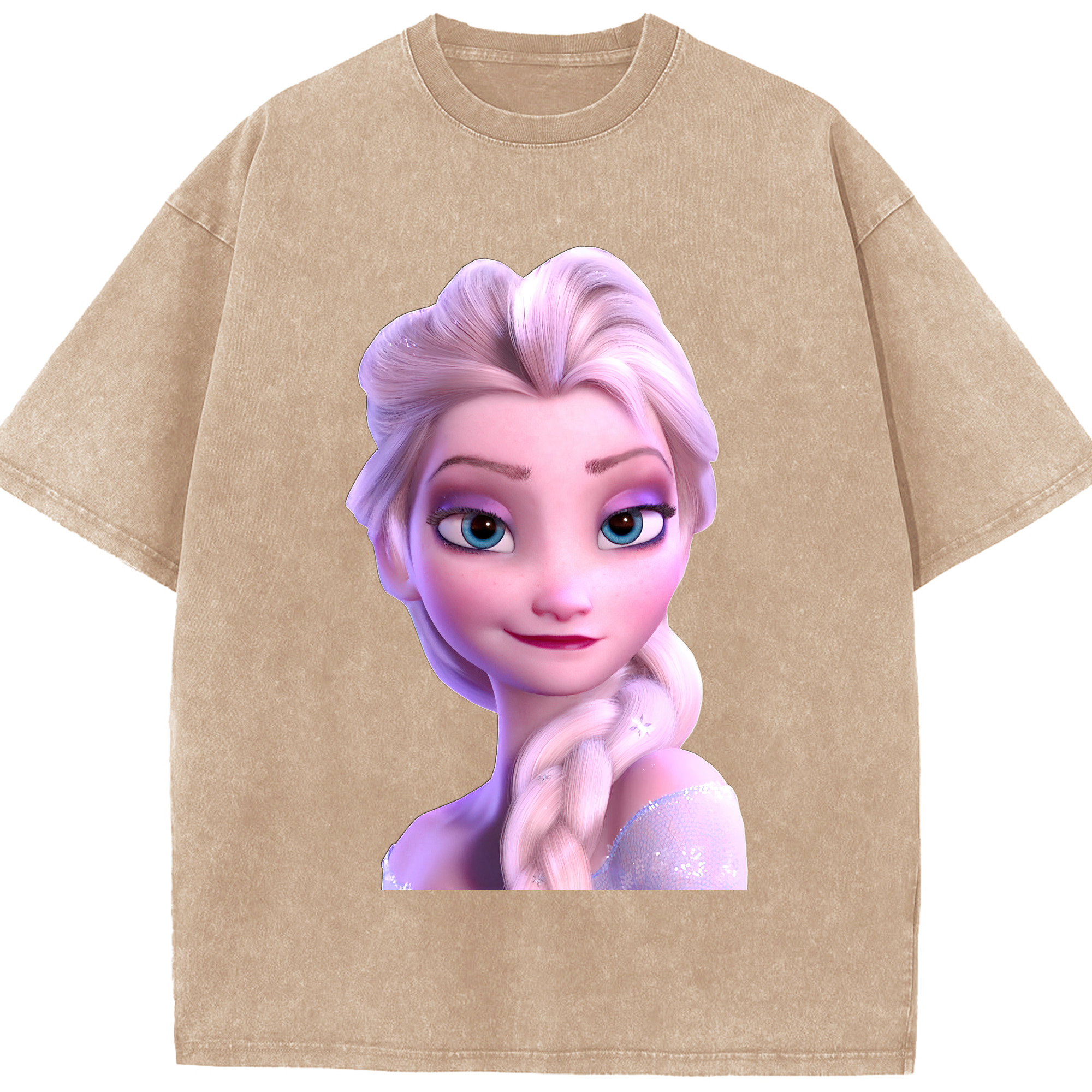 （画像用） アナと雪の女王 アンナ エルサ Frozen Anna Elsa 綿100% ヴィンテージ風 半袖Tシャツ（フロントプリント）