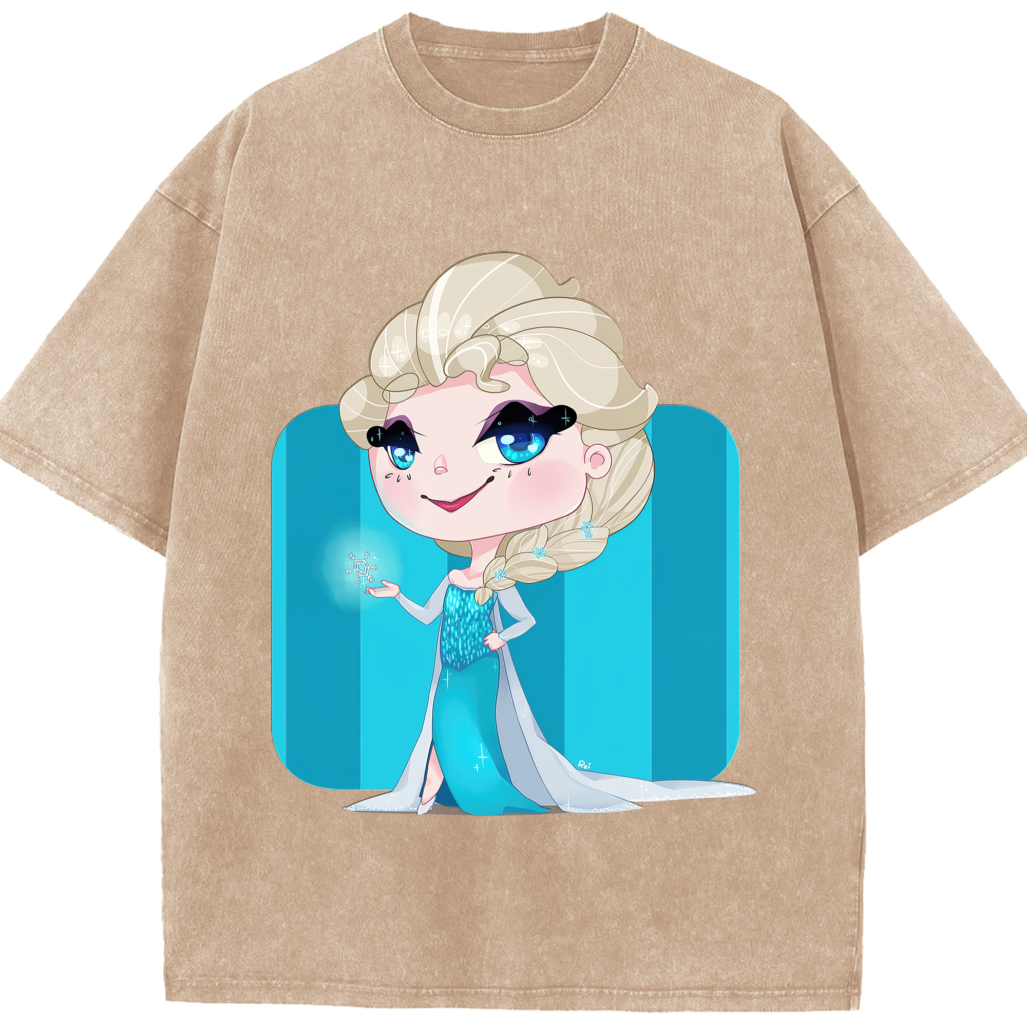 （画像用） アナと雪の女王 アンナ エルサ Frozen Anna Elsa 綿100% ヴィンテージ風 半袖Tシャツ（フロントプリント）