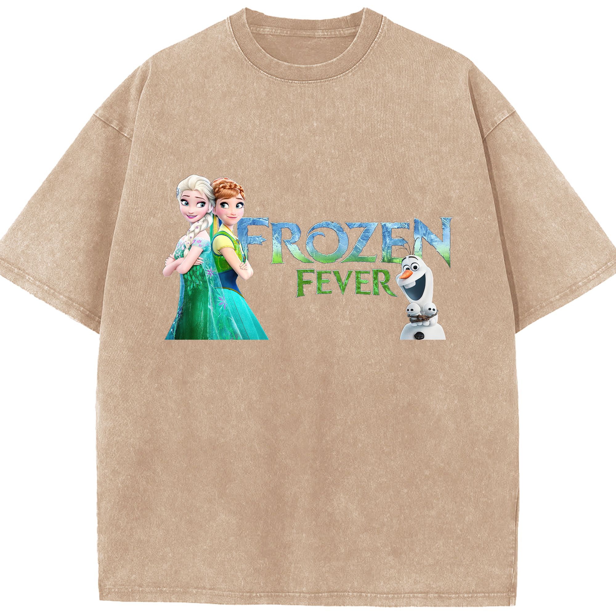 （画像用） アナと雪の女王 アンナ エルサ Frozen Anna Elsa 綿100% ヴィンテージ風 半袖Tシャツ（フロントプリント）