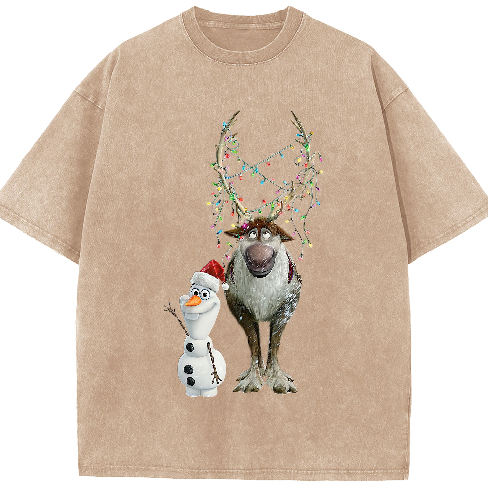 （画像用） アナと雪の女王 アンナ エルサ Frozen Anna Elsa 綿100% ヴィンテージ風 半袖Tシャツ（フロントプリント）