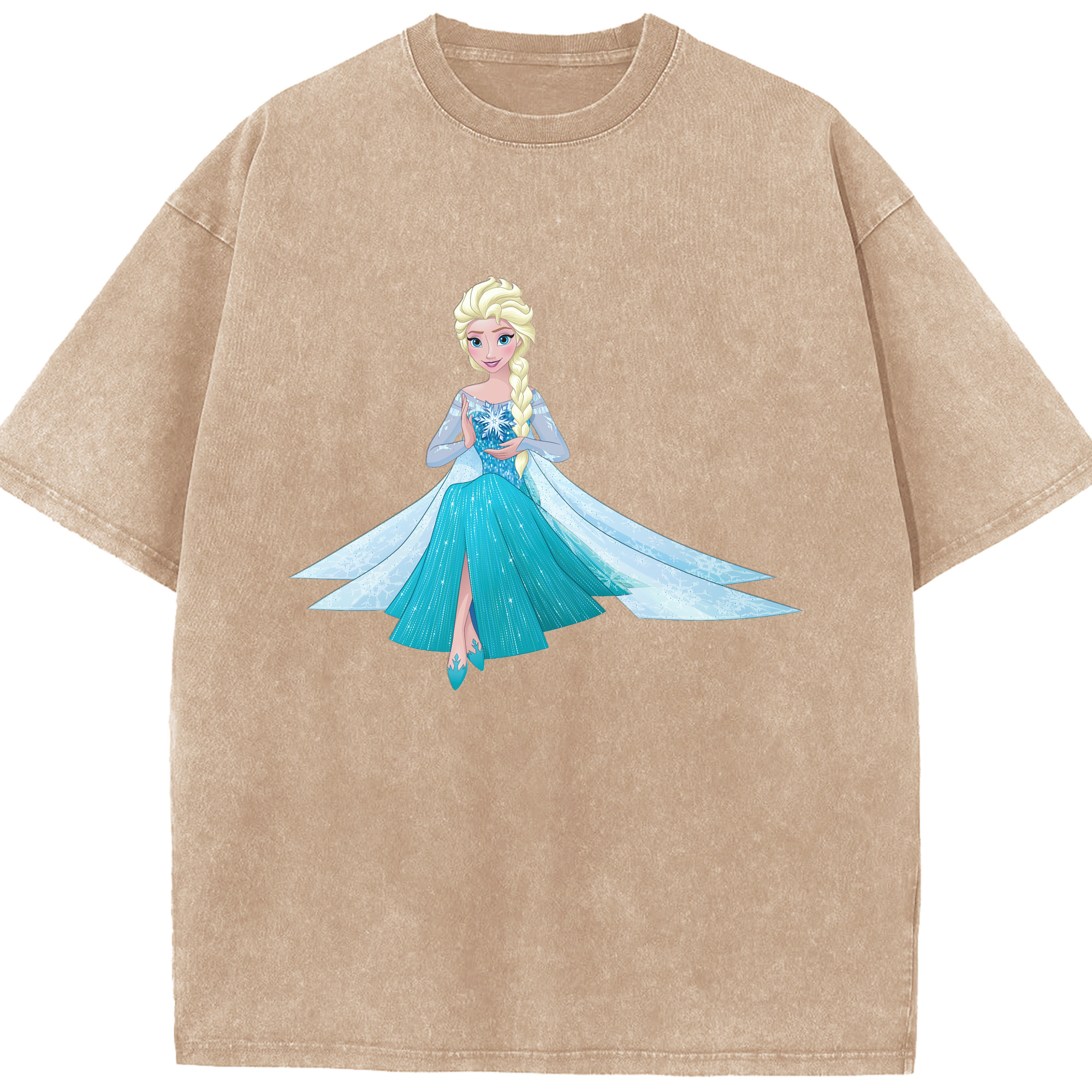（画像用） アナと雪の女王 アンナ エルサ Frozen Anna Elsa 綿100% ヴィンテージ風 半袖Tシャツ（フロントプリント）