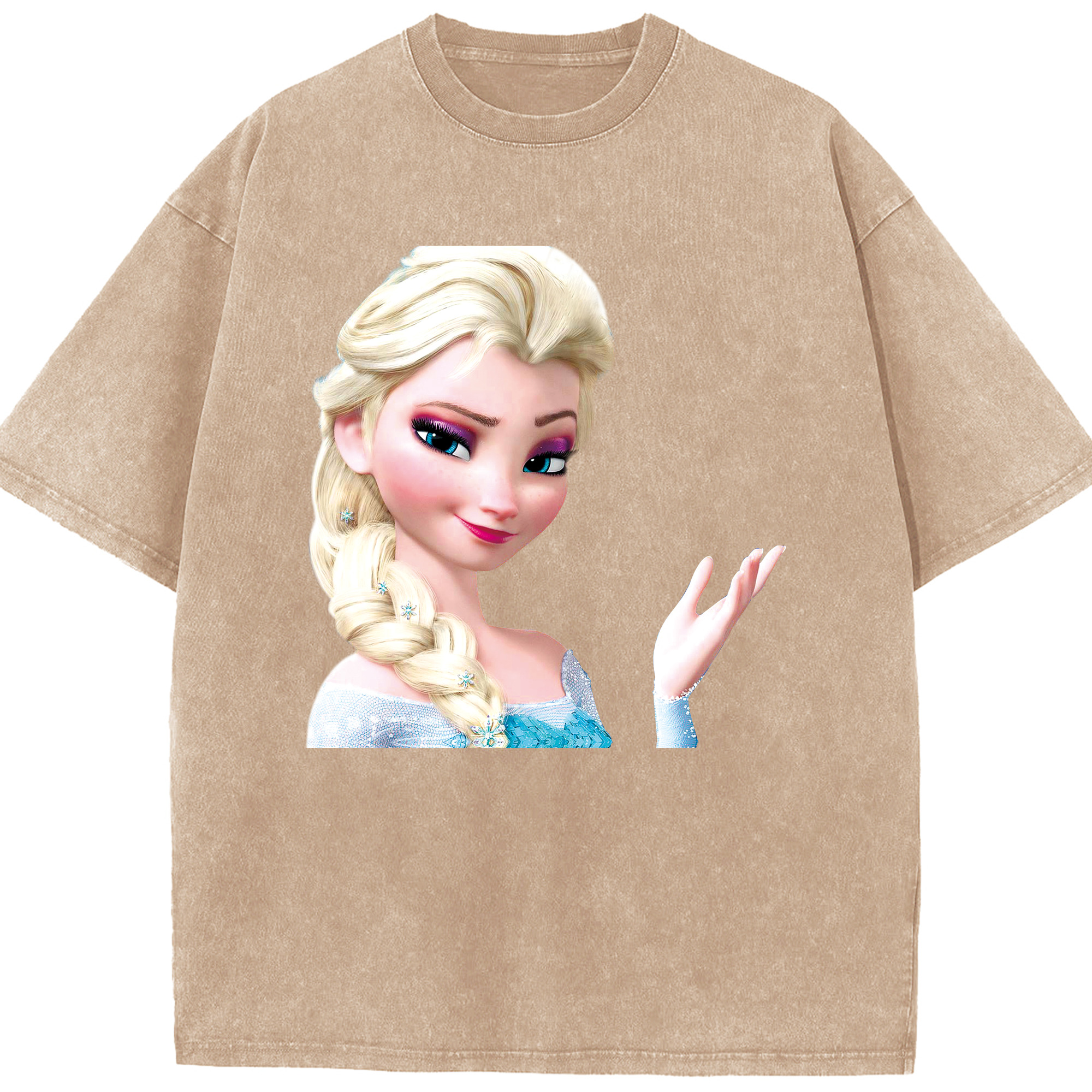 （画像用） アナと雪の女王 アンナ エルサ Frozen Anna Elsa 綿100% ヴィンテージ風 半袖Tシャツ（フロントプリント）