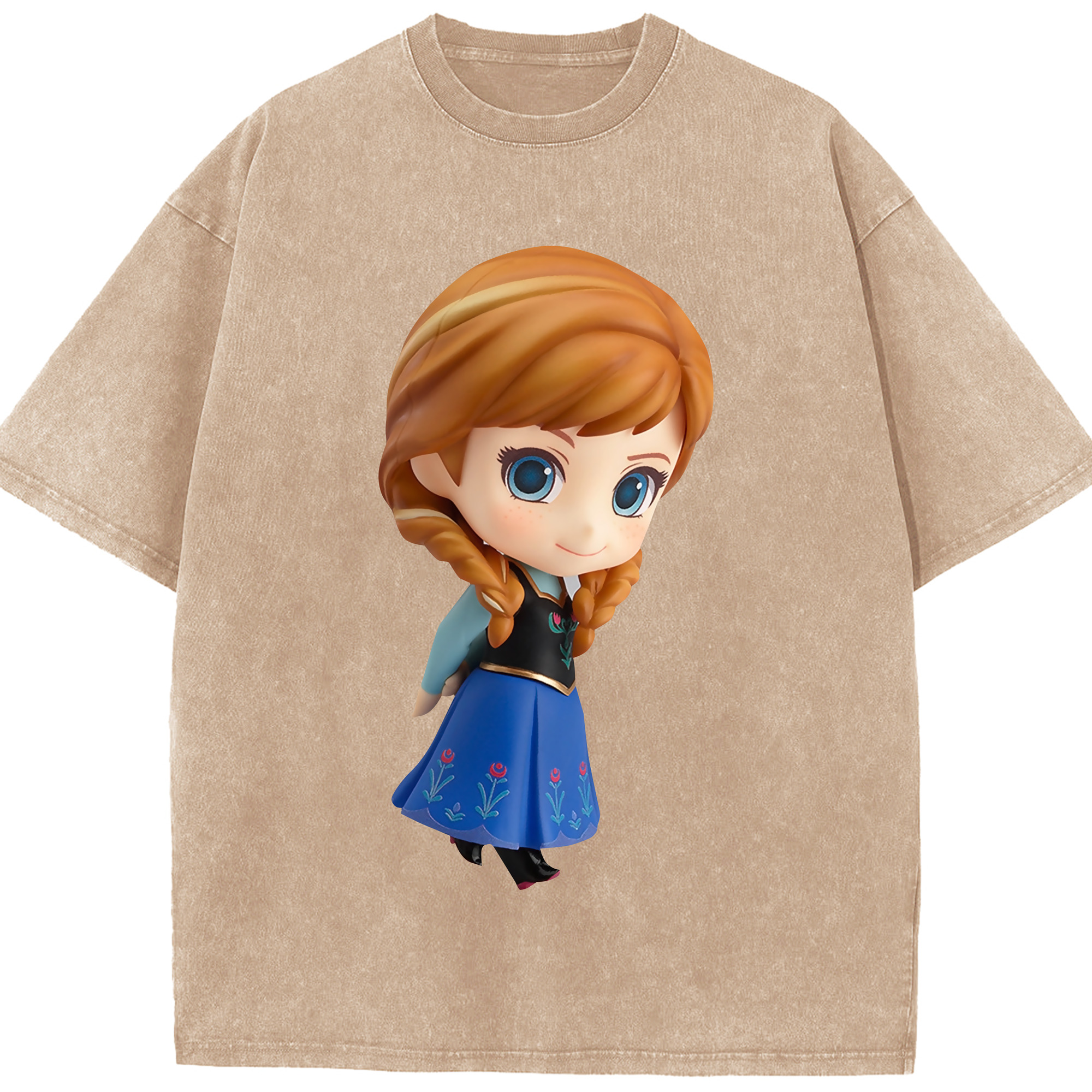 （画像用） アナと雪の女王 アンナ エルサ Frozen Anna Elsa 綿100% ヴィンテージ風 半袖Tシャツ（フロントプリント）