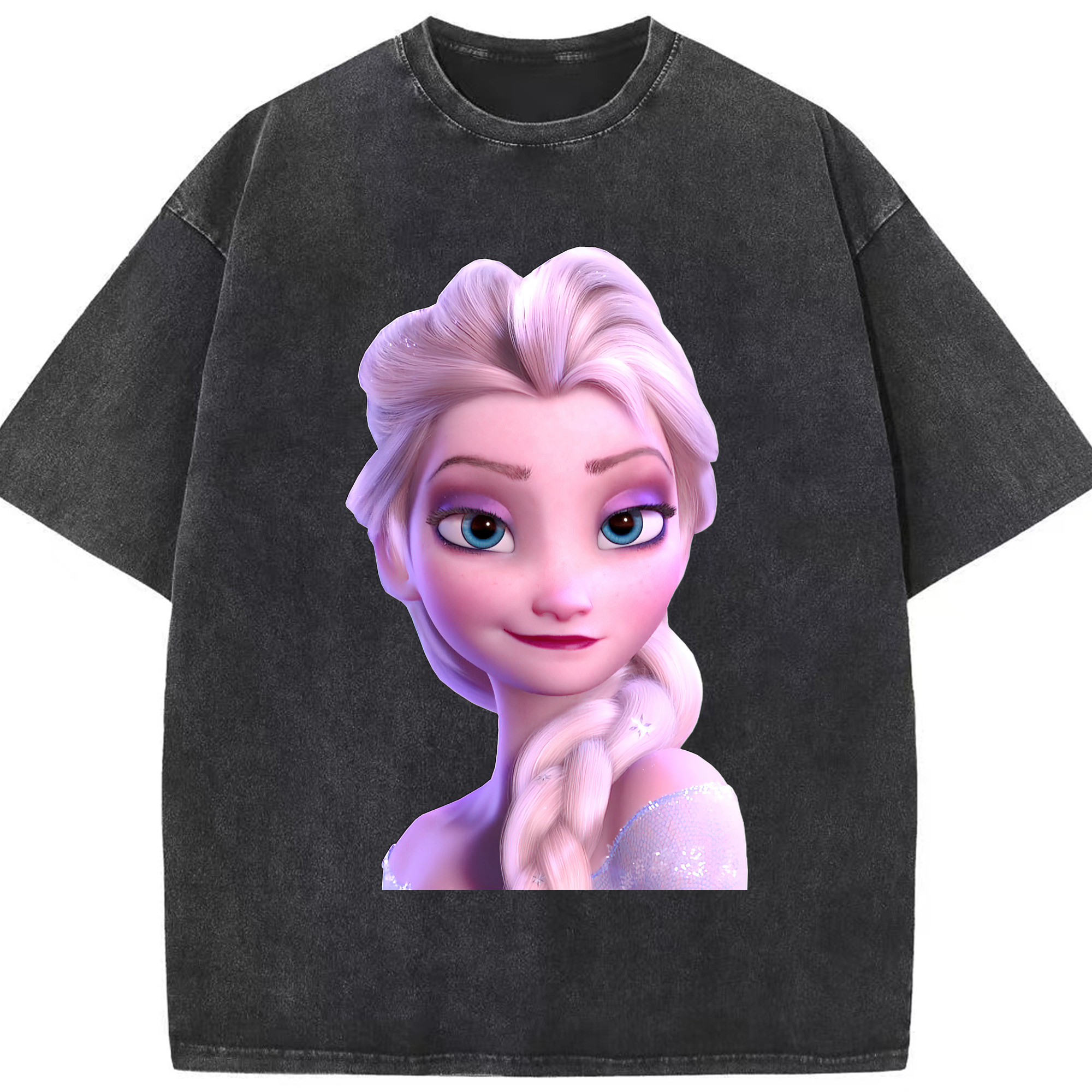 （画像用） アナと雪の女王 アンナ エルサ Frozen Anna Elsa 綿100% ヴィンテージ風 半袖Tシャツ（フロントプリント）
