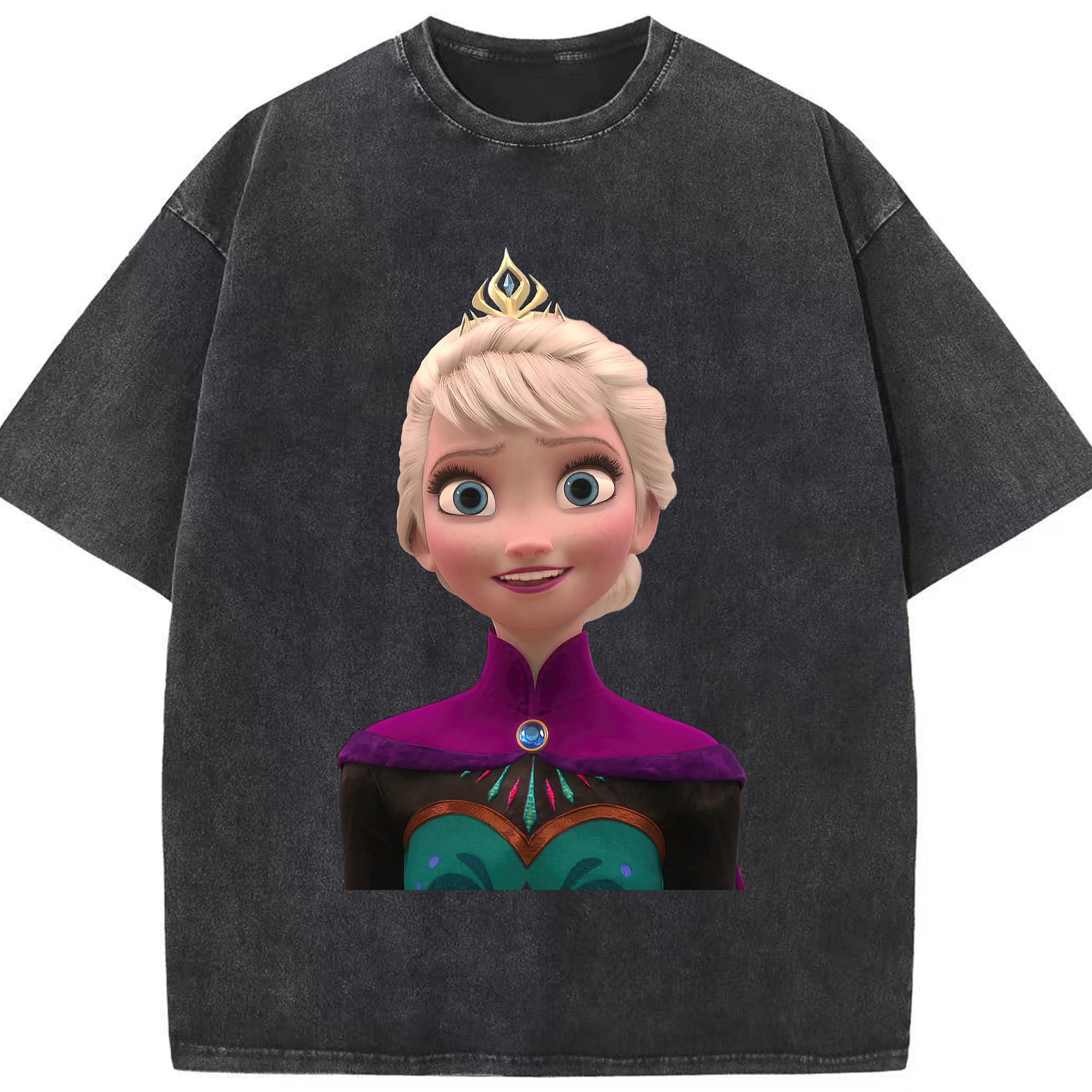 （画像用） アナと雪の女王 アンナ エルサ Frozen Anna Elsa 綿100% ヴィンテージ風 半袖Tシャツ（フロントプリント）