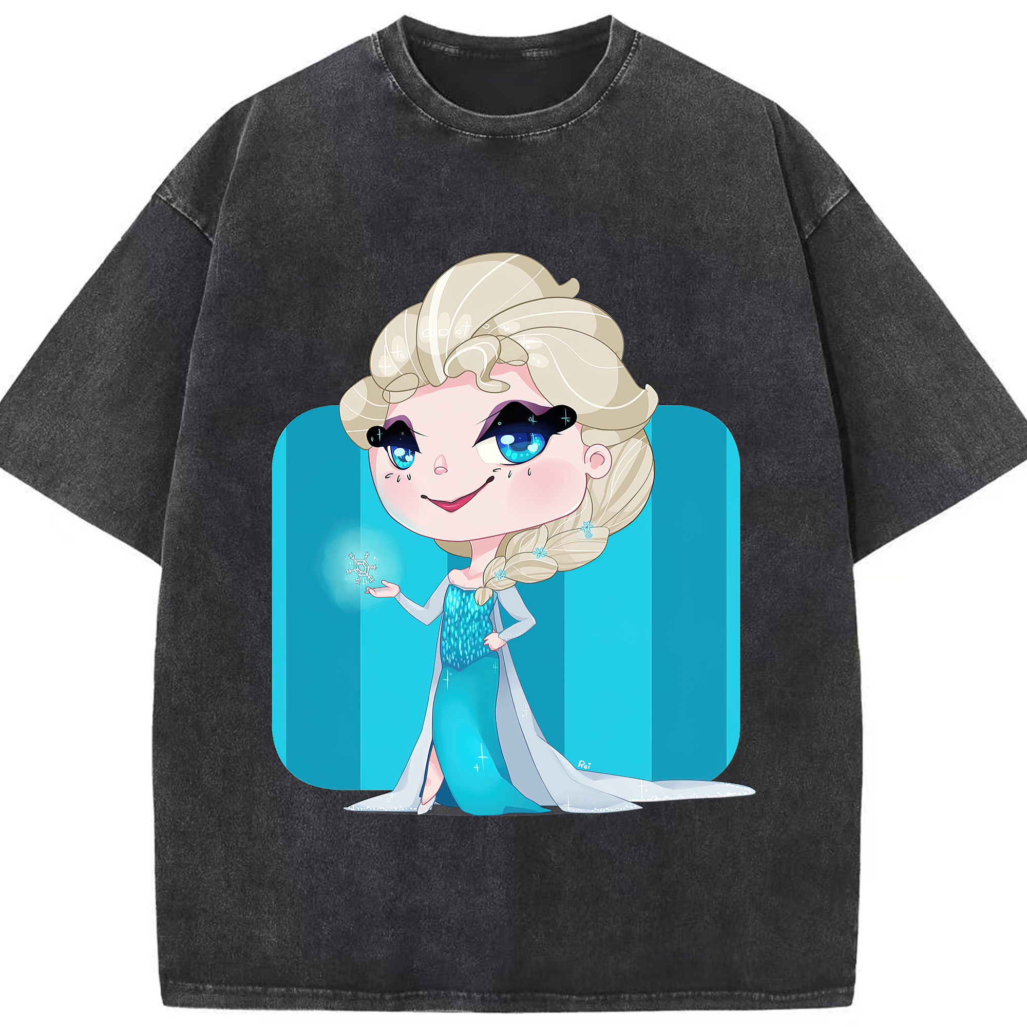 （画像用） アナと雪の女王 アンナ エルサ Frozen Anna Elsa 綿100% ヴィンテージ風 半袖Tシャツ（フロントプリント）