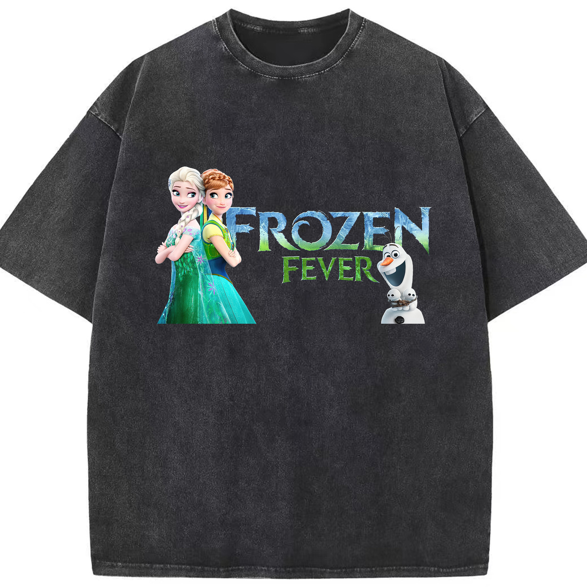 （画像用） アナと雪の女王 アンナ エルサ Frozen Anna Elsa 綿100% ヴィンテージ風 半袖Tシャツ（フロントプリント）