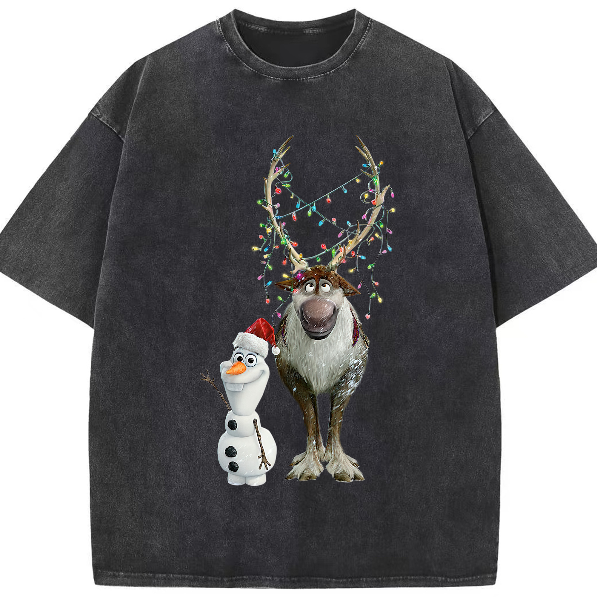 （画像用） アナと雪の女王 アンナ エルサ Frozen Anna Elsa 綿100% ヴィンテージ風 半袖Tシャツ（フロントプリント）