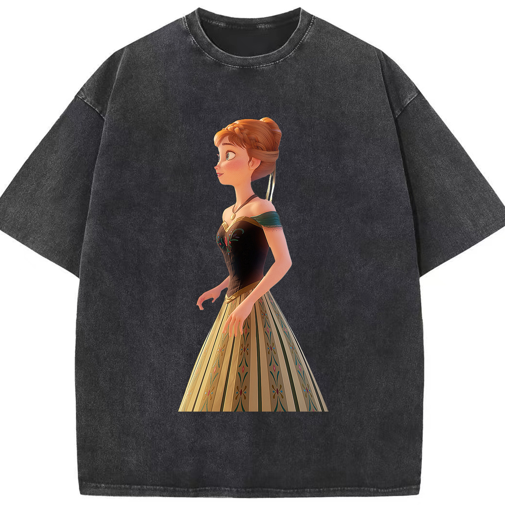 （画像用） アナと雪の女王 アンナ エルサ Frozen Anna Elsa 綿100% ヴィンテージ風 半袖Tシャツ（フロントプリント）