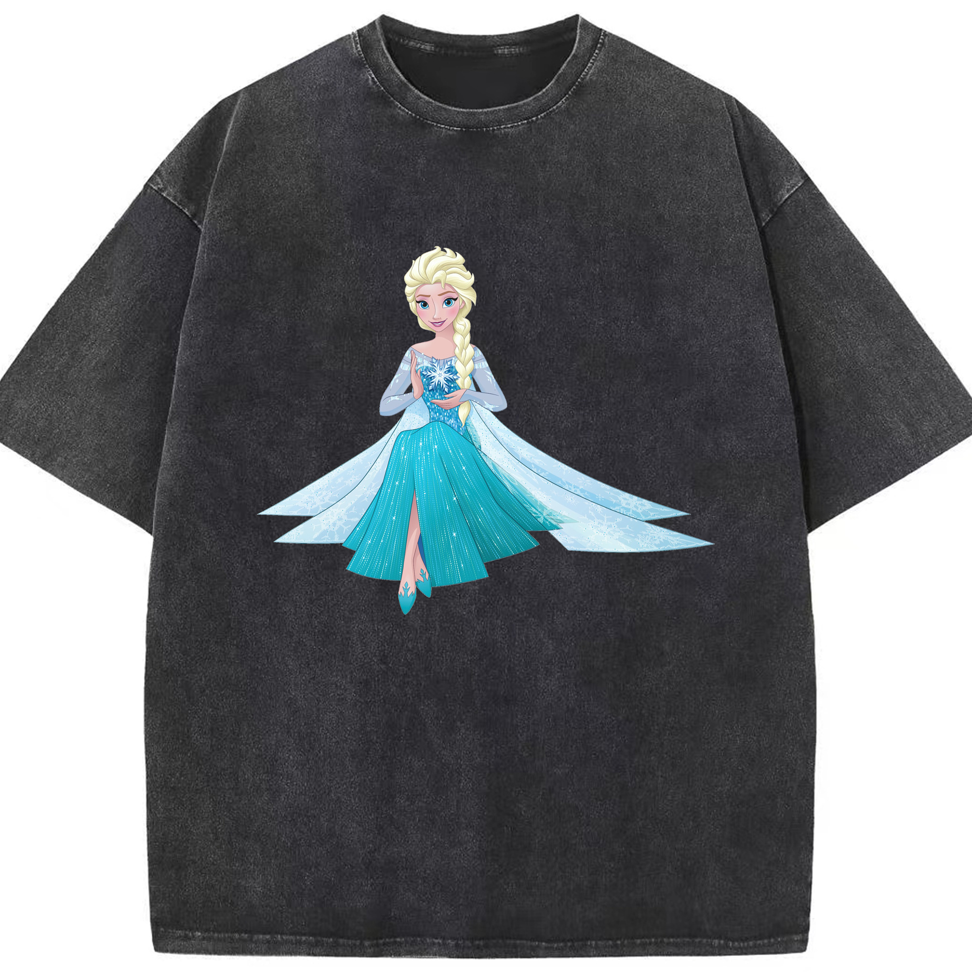 （画像用） アナと雪の女王 アンナ エルサ Frozen Anna Elsa 綿100% ヴィンテージ風 半袖Tシャツ（フロントプリント）