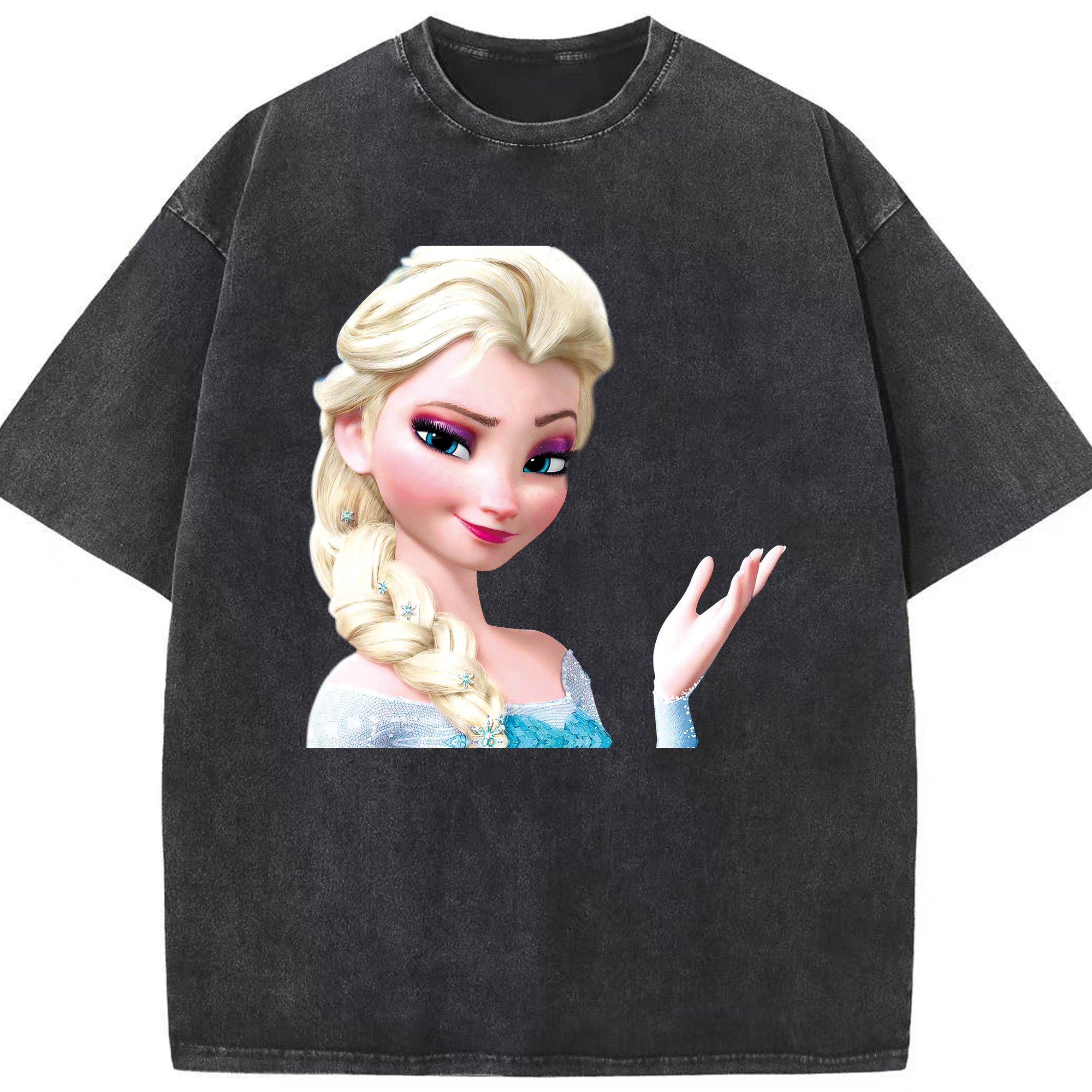 （画像用） アナと雪の女王 アンナ エルサ Frozen Anna Elsa 綿100% ヴィンテージ風 半袖Tシャツ（フロントプリント）