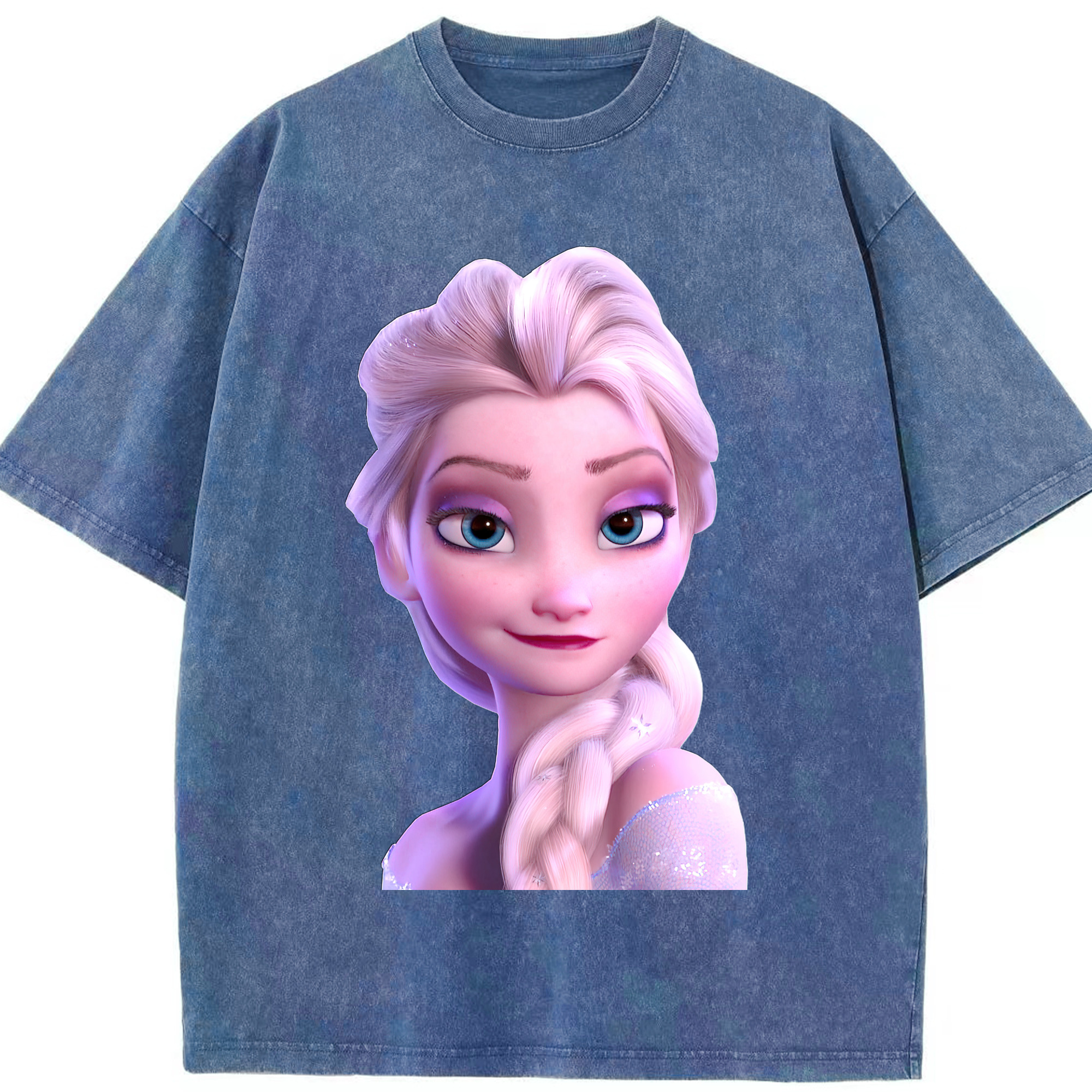 （画像用） アナと雪の女王 アンナ エルサ Frozen Anna Elsa 綿100% ヴィンテージ風 半袖Tシャツ（フロントプリント）