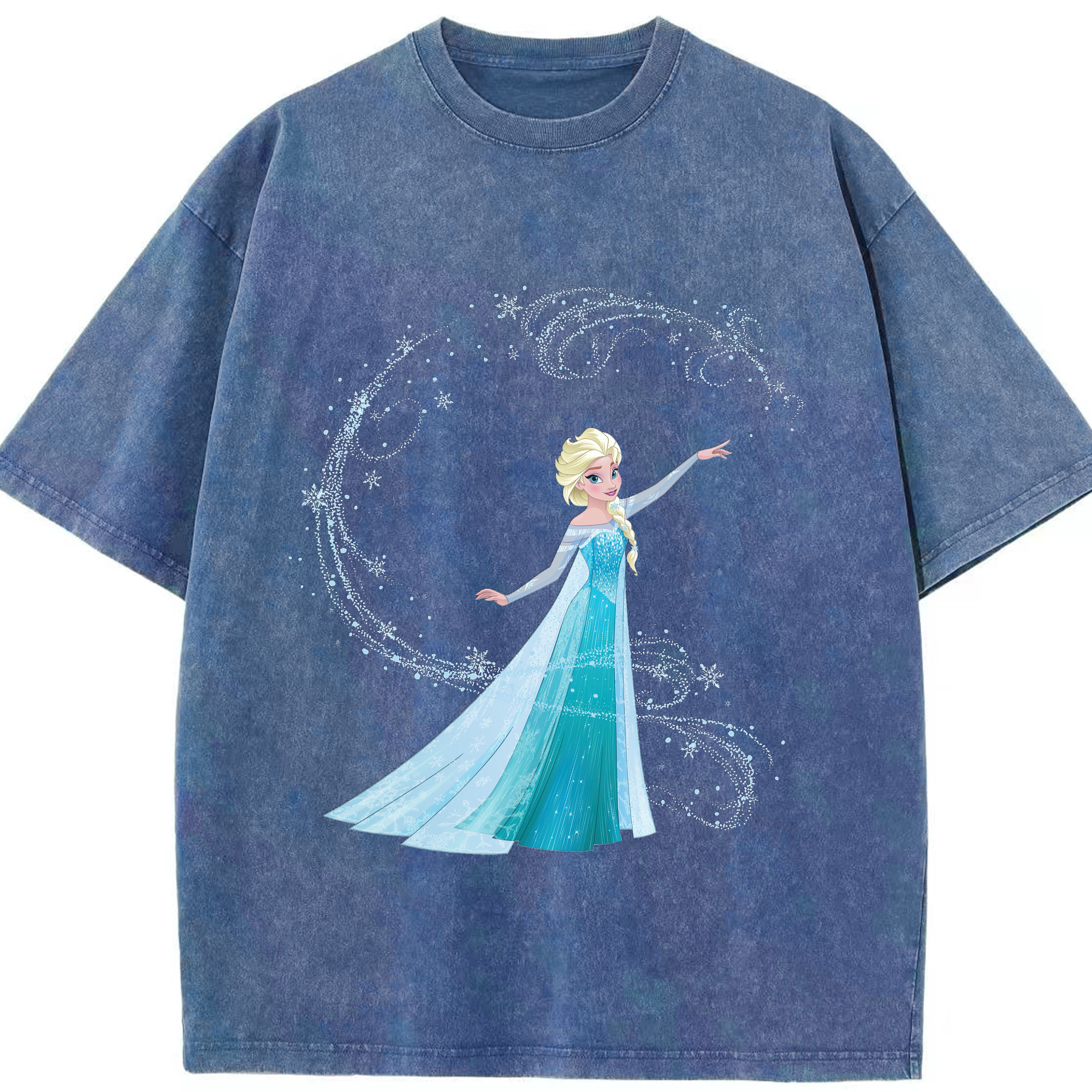 （画像用） アナと雪の女王 アンナ エルサ Frozen Anna Elsa 綿100% ヴィンテージ風 半袖Tシャツ（フロントプリント）