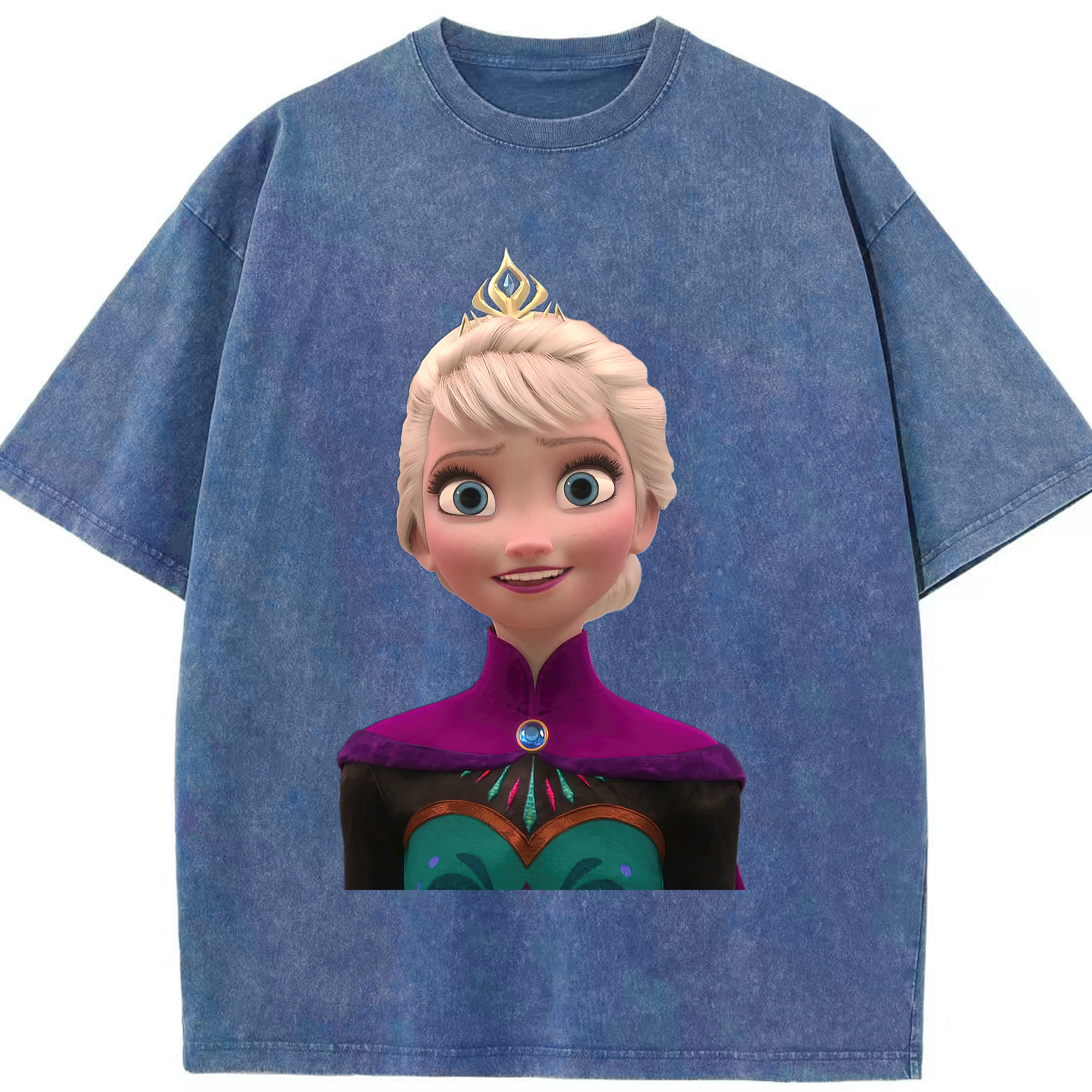 （画像用） アナと雪の女王 アンナ エルサ Frozen Anna Elsa 綿100% ヴィンテージ風 半袖Tシャツ（フロントプリント）