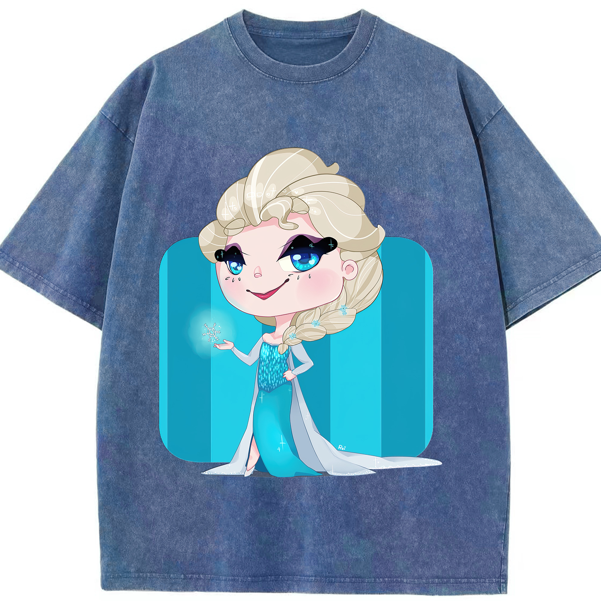 （画像用） アナと雪の女王 アンナ エルサ Frozen Anna Elsa 綿100% ヴィンテージ風 半袖Tシャツ（フロントプリント）