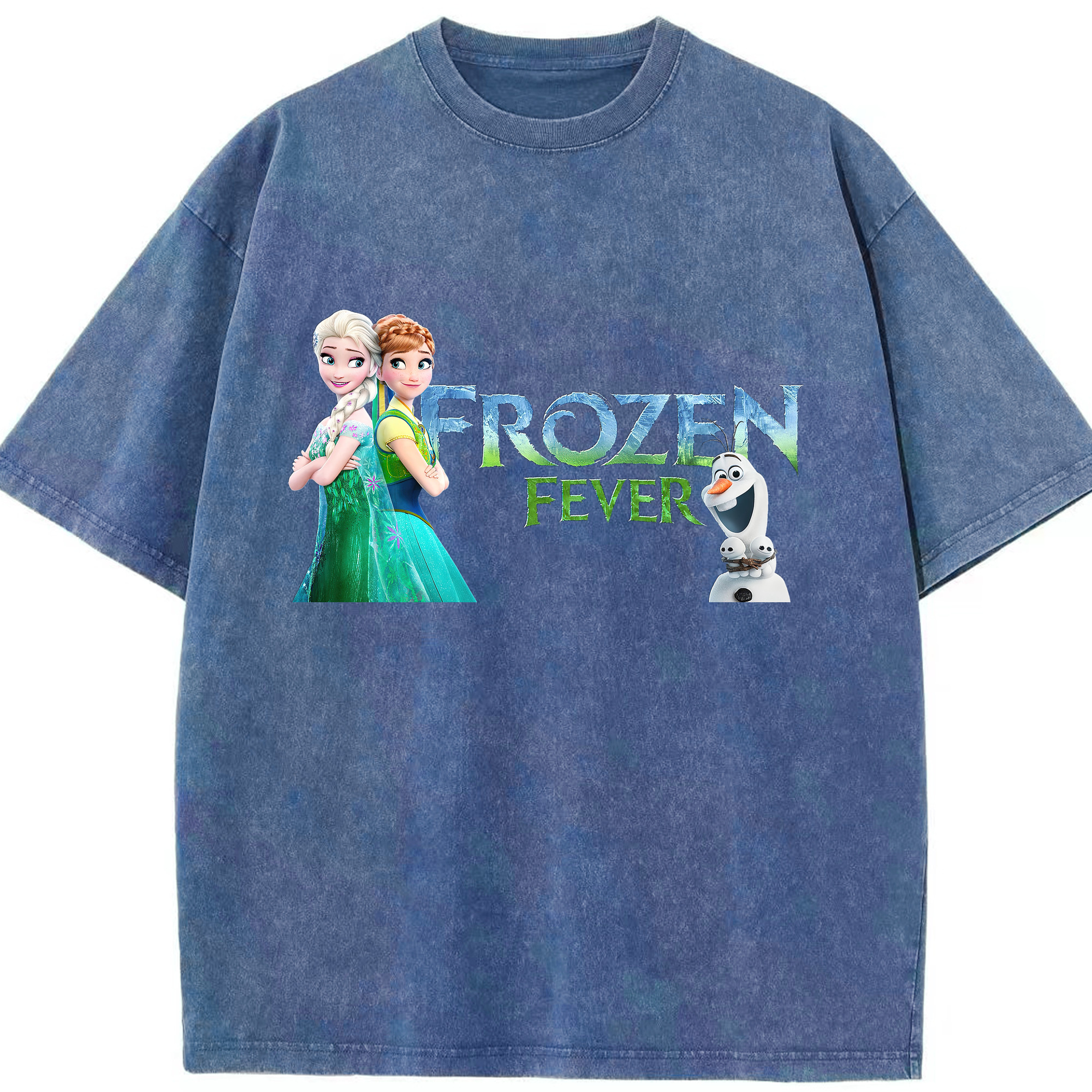 （画像用） アナと雪の女王 アンナ エルサ Frozen Anna Elsa 綿100% ヴィンテージ風 半袖Tシャツ（フロントプリント）