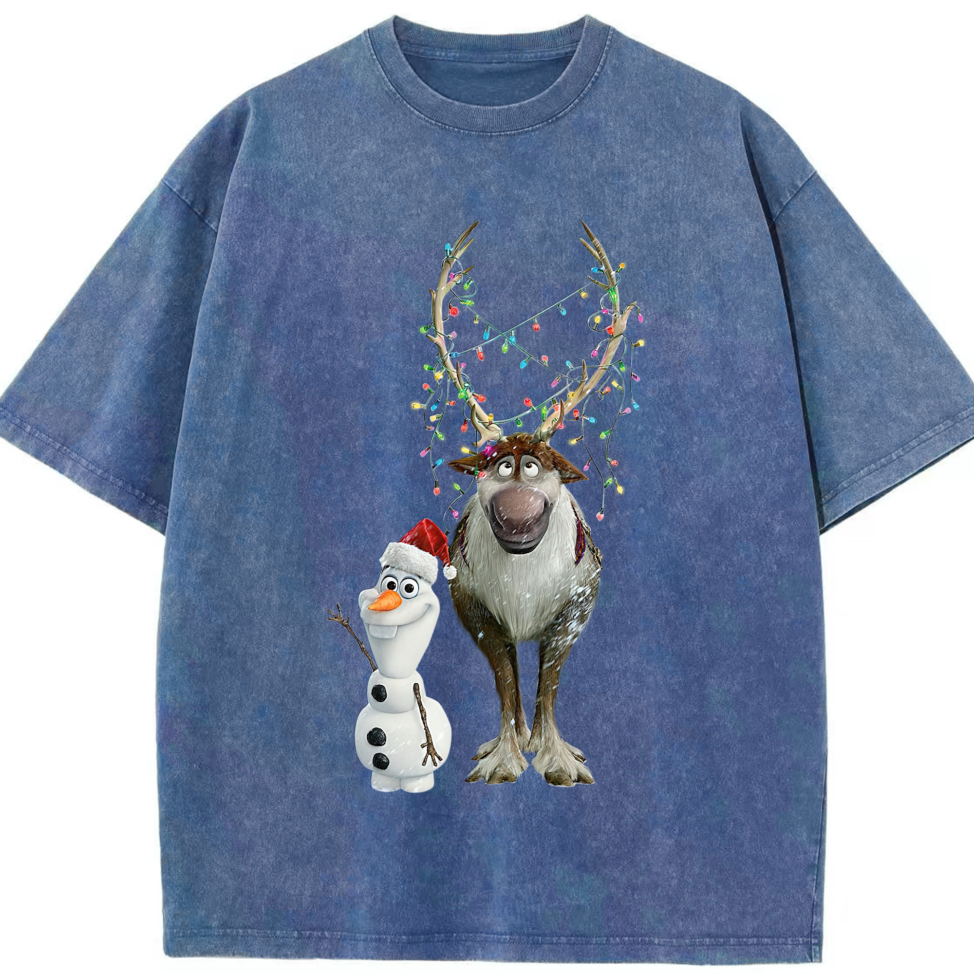 （画像用） アナと雪の女王 アンナ エルサ Frozen Anna Elsa 綿100% ヴィンテージ風 半袖Tシャツ（フロントプリント）