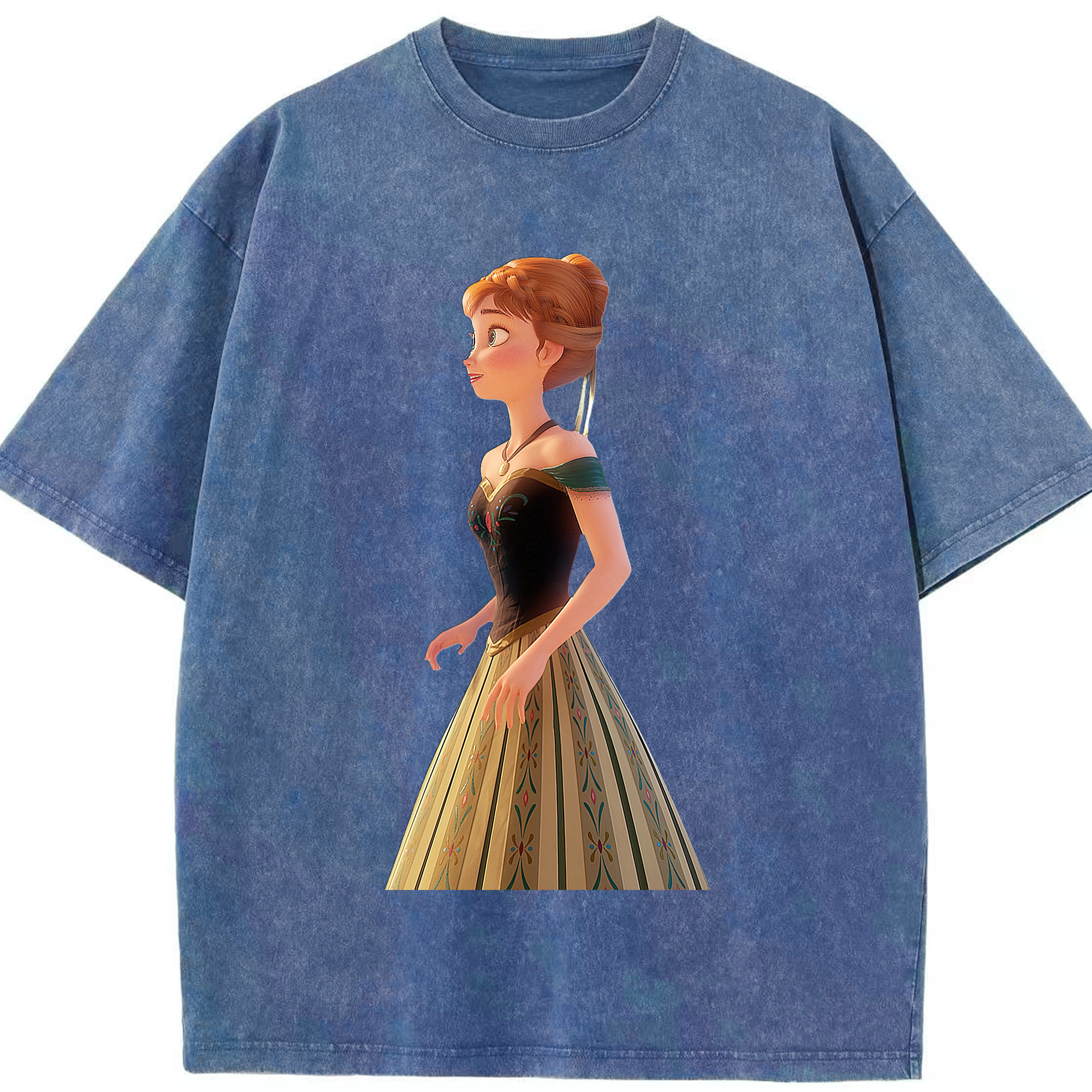 （画像用） アナと雪の女王 アンナ エルサ Frozen Anna Elsa 綿100% ヴィンテージ風 半袖Tシャツ（フロントプリント）