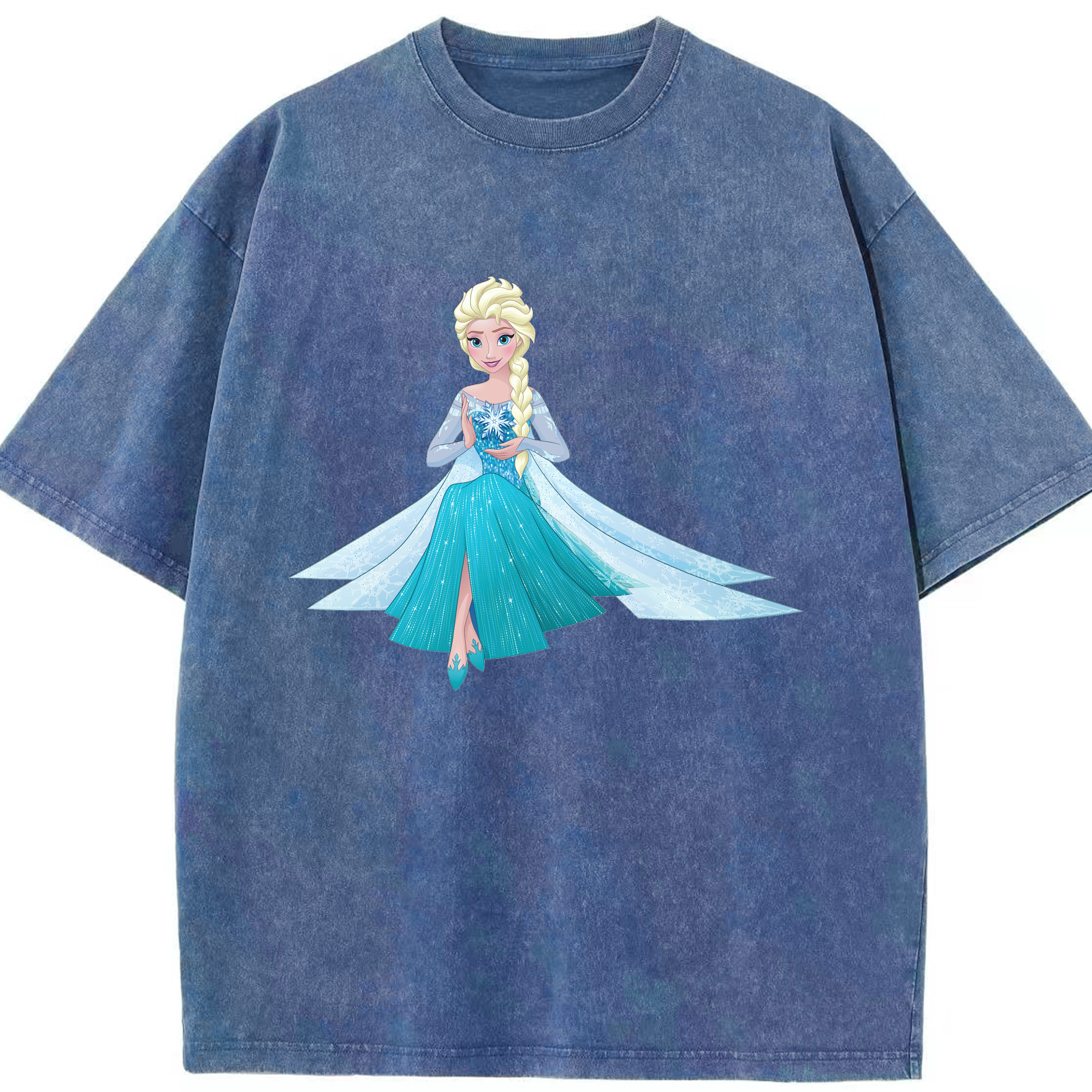 （画像用） アナと雪の女王 アンナ エルサ Frozen Anna Elsa 綿100% ヴィンテージ風 半袖Tシャツ（フロントプリント）