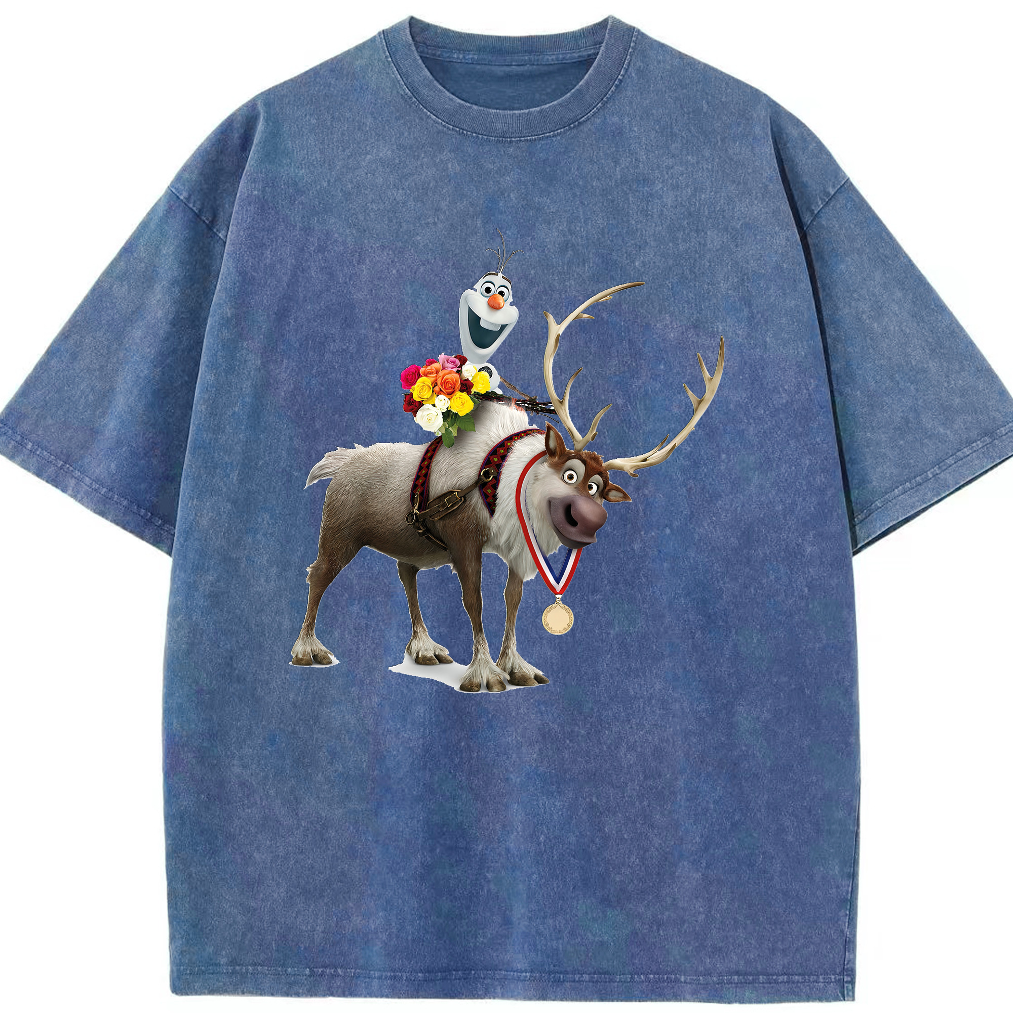 （画像用） アナと雪の女王 アンナ エルサ Frozen Anna Elsa 綿100% ヴィンテージ風 半袖Tシャツ（フロントプリント）