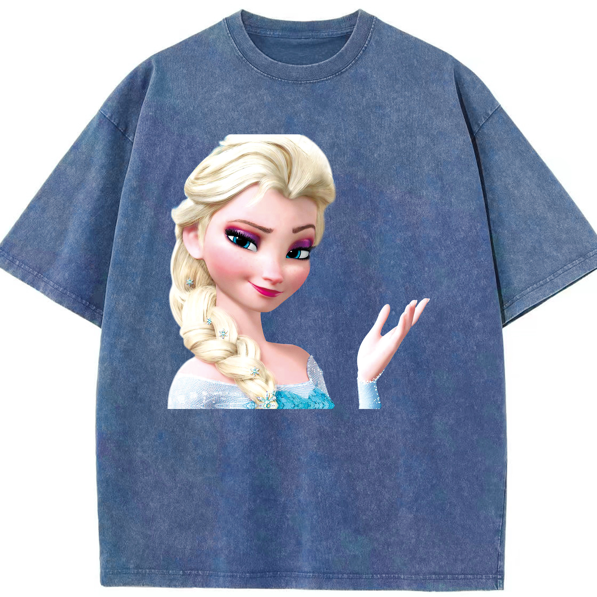 （画像用） アナと雪の女王 アンナ エルサ Frozen Anna Elsa 綿100% ヴィンテージ風 半袖Tシャツ（フロントプリント）