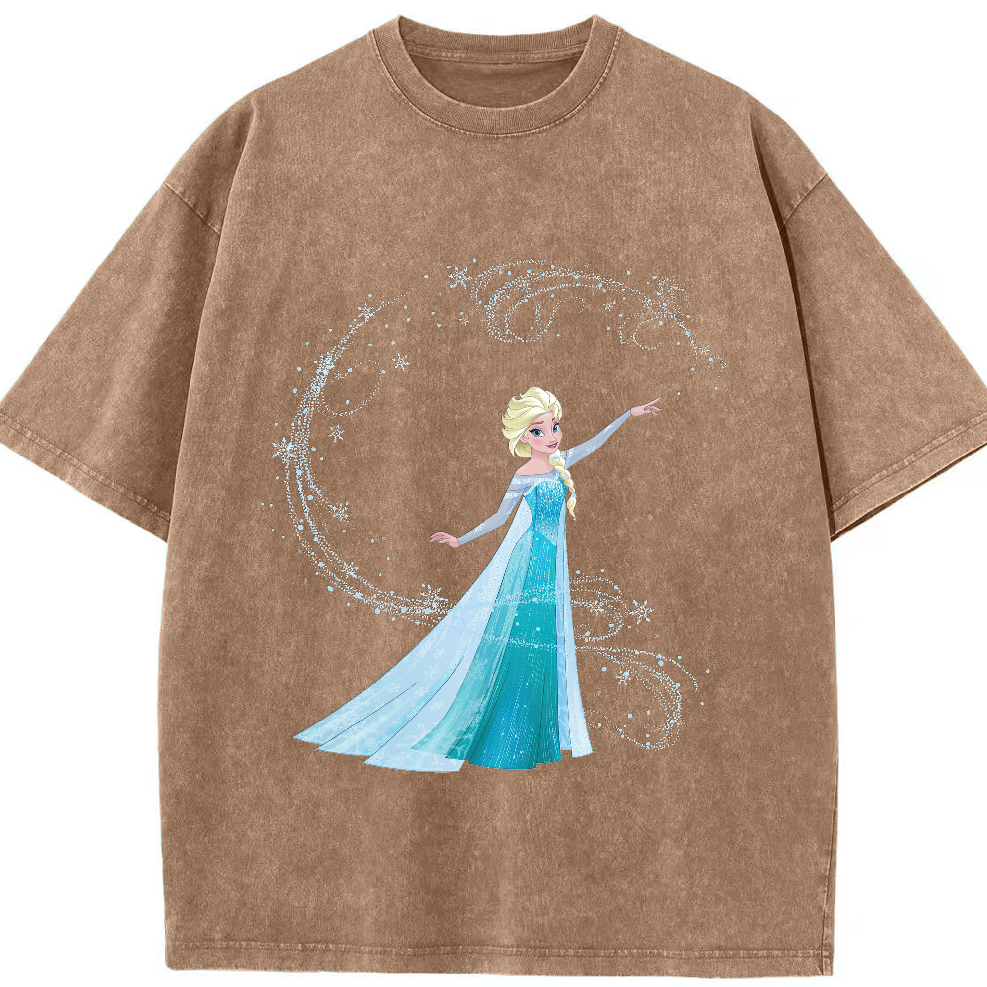 （画像用） アナと雪の女王 アンナ エルサ Frozen Anna Elsa 綿100% ヴィンテージ風 半袖Tシャツ（フロントプリント）