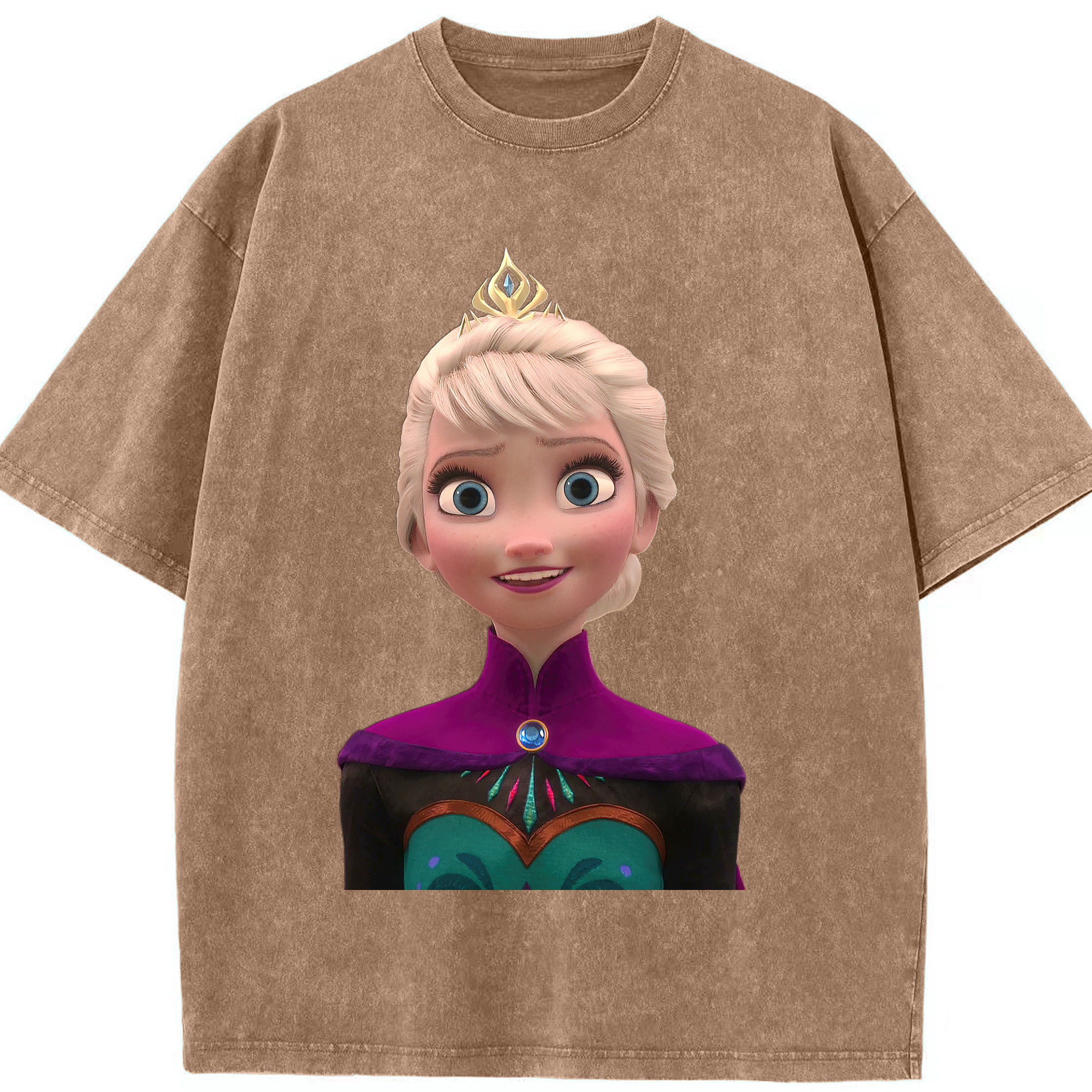 （画像用） アナと雪の女王 アンナ エルサ Frozen Anna Elsa 綿100% ヴィンテージ風 半袖Tシャツ（フロントプリント）
