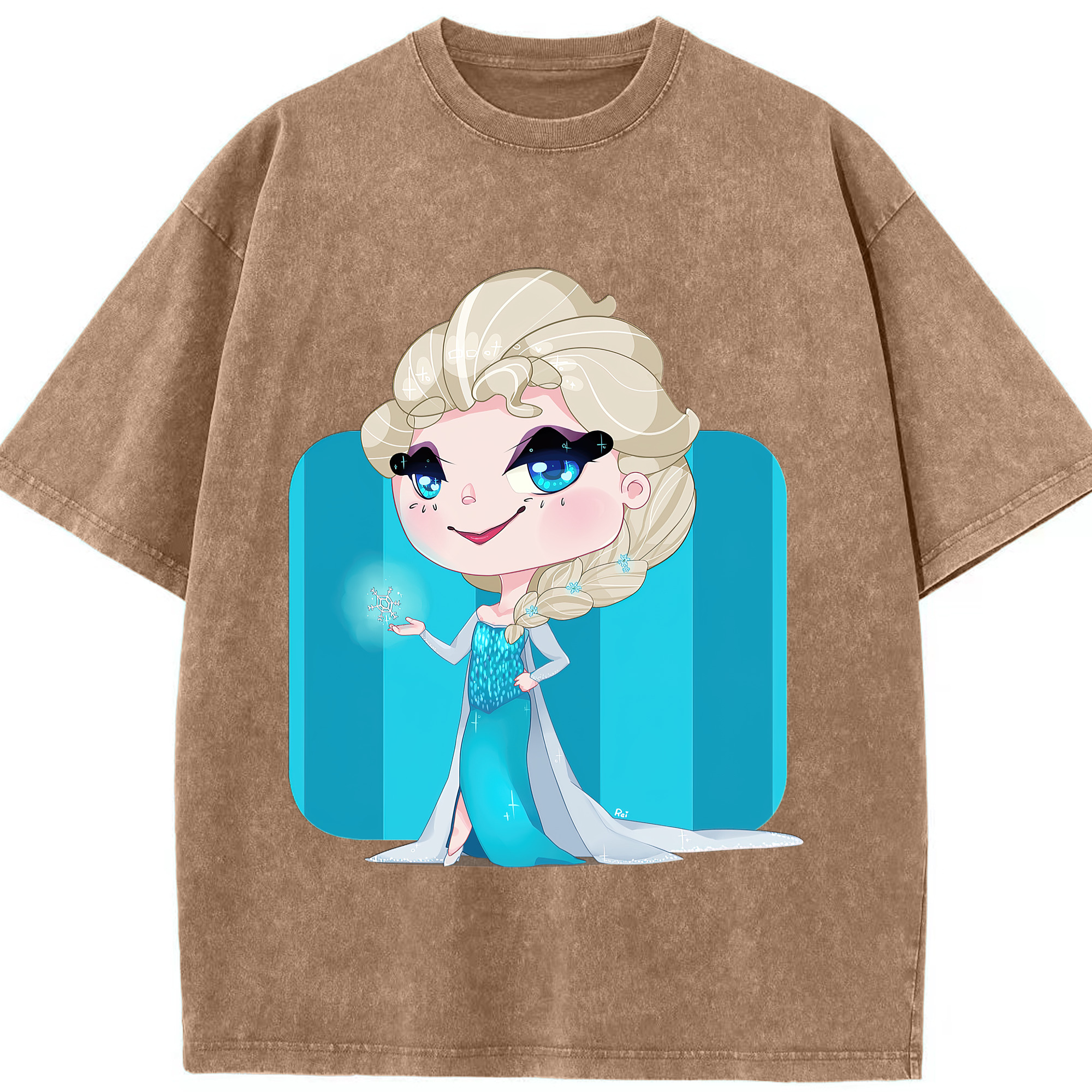 （画像用） アナと雪の女王 アンナ エルサ Frozen Anna Elsa 綿100% ヴィンテージ風 半袖Tシャツ（フロントプリント）