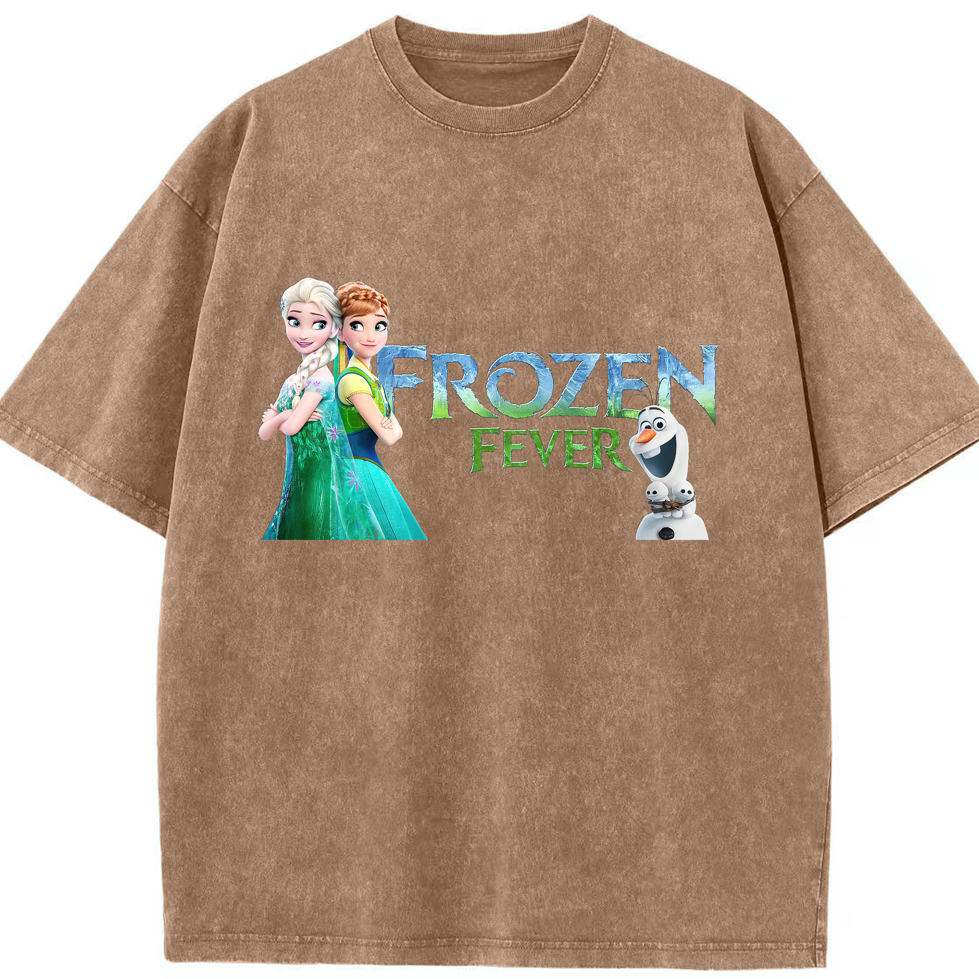 （画像用） アナと雪の女王 アンナ エルサ Frozen Anna Elsa 綿100% ヴィンテージ風 半袖Tシャツ（フロントプリント）