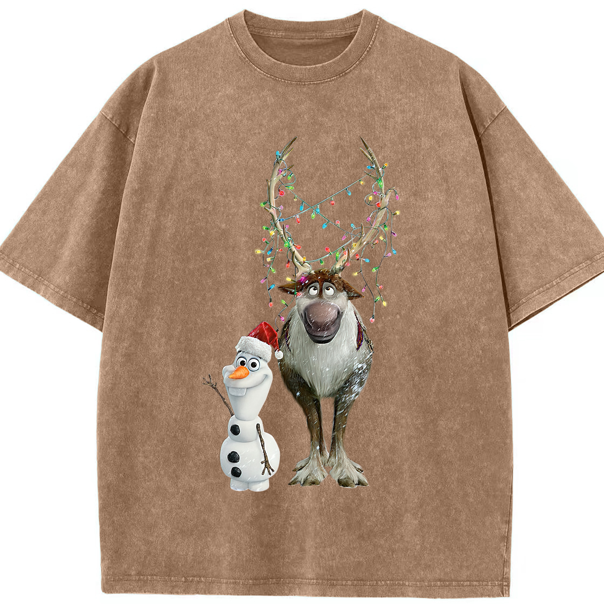 （画像用） アナと雪の女王 アンナ エルサ Frozen Anna Elsa 綿100% ヴィンテージ風 半袖Tシャツ（フロントプリント）