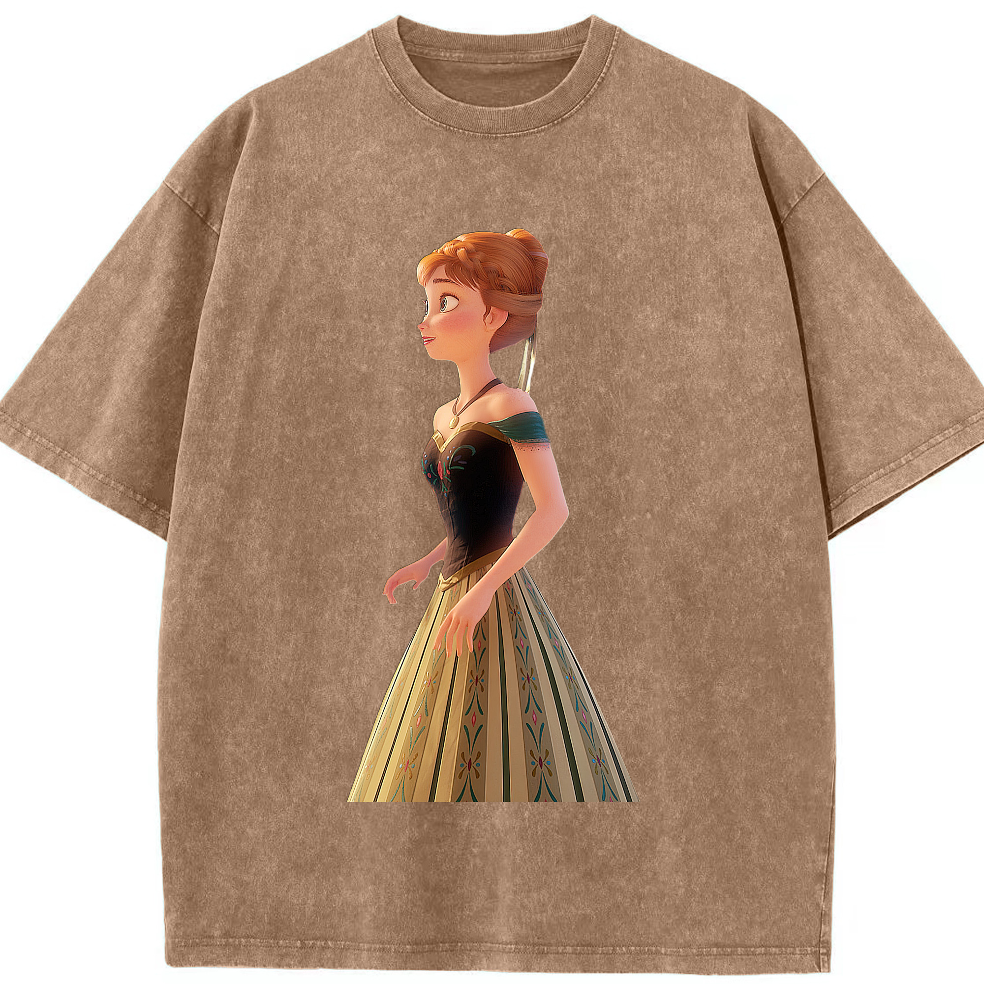 （画像用） アナと雪の女王 アンナ エルサ Frozen Anna Elsa 綿100% ヴィンテージ風 半袖Tシャツ（フロントプリント）