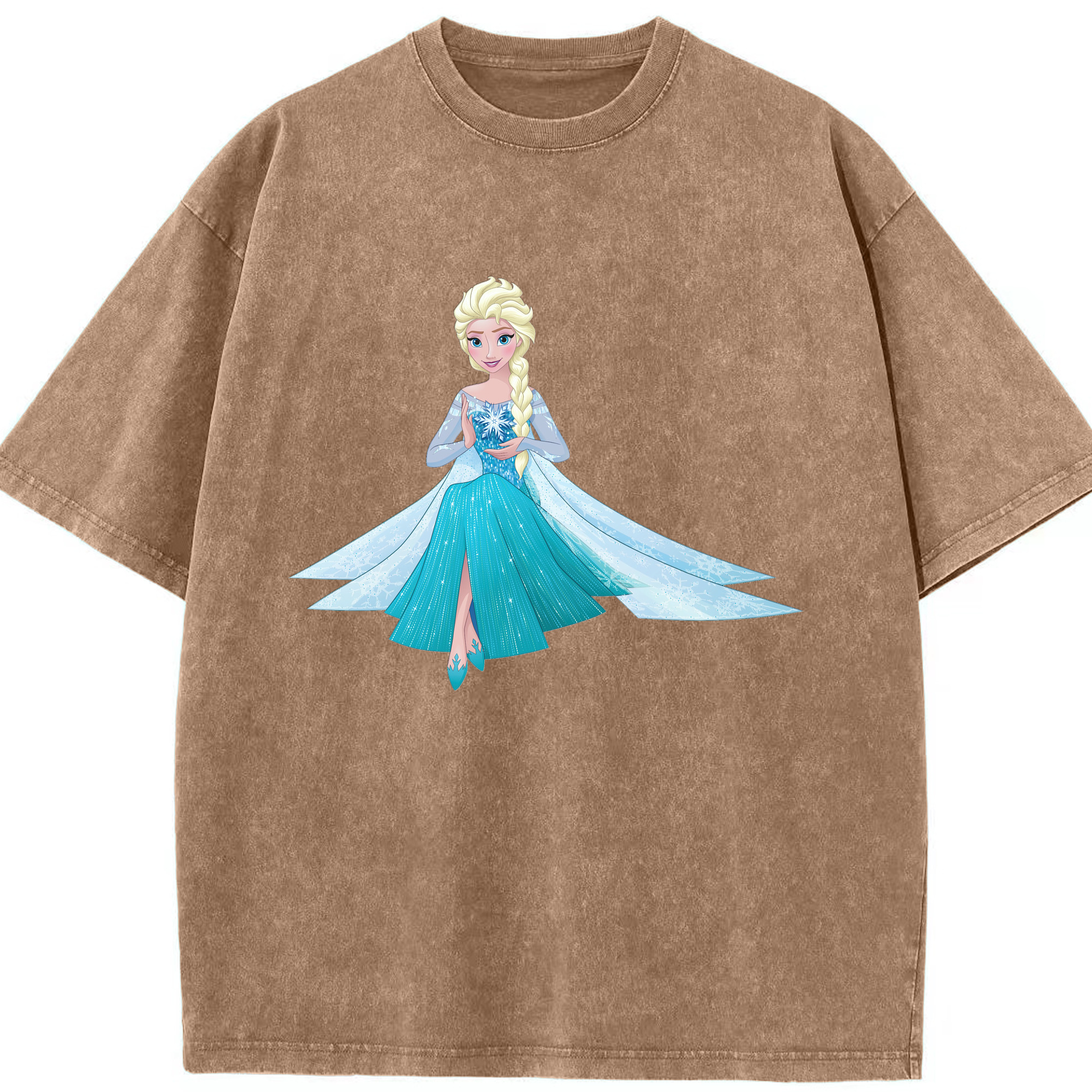（画像用） アナと雪の女王 アンナ エルサ Frozen Anna Elsa 綿100% ヴィンテージ風 半袖Tシャツ（フロントプリント）