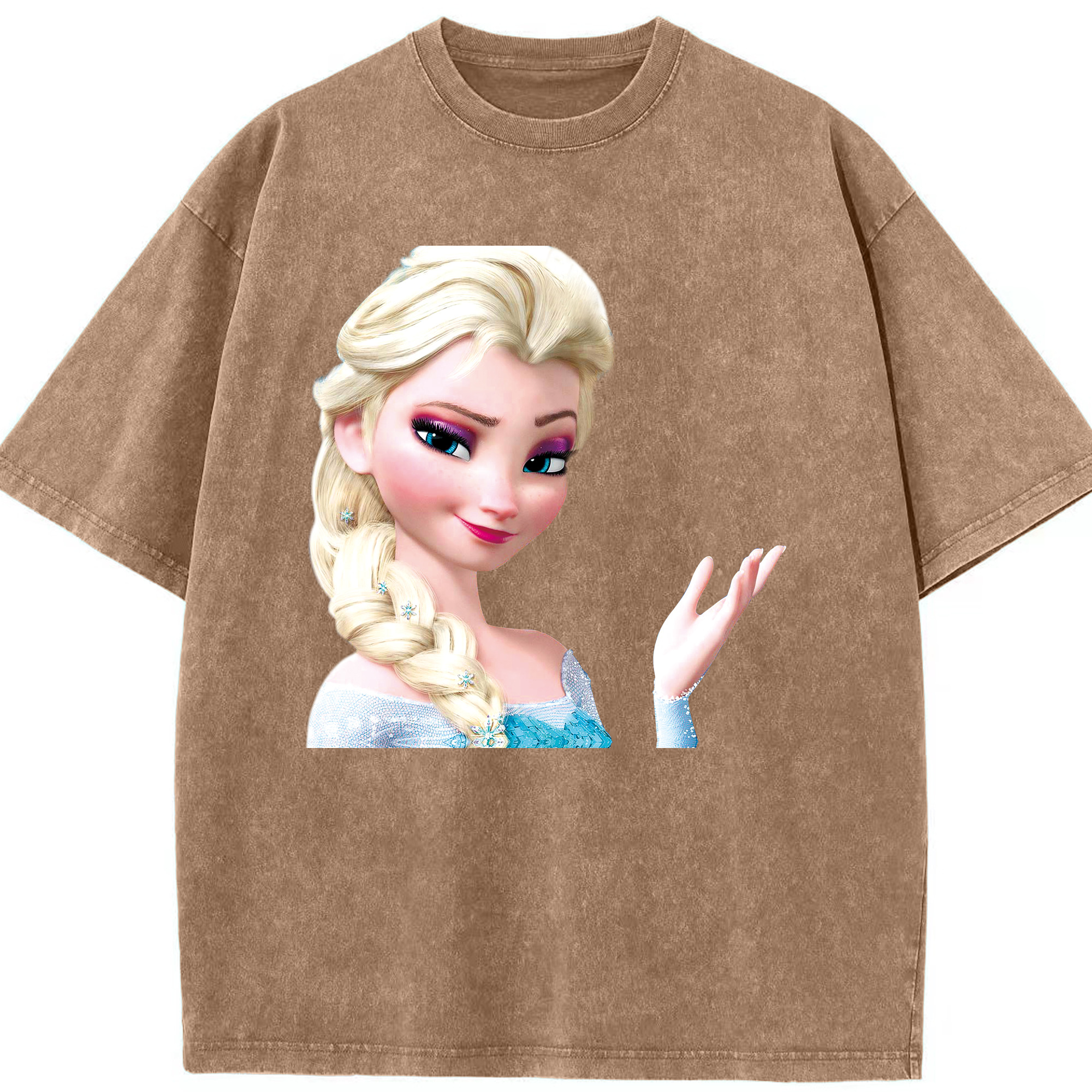 （画像用） アナと雪の女王 アンナ エルサ Frozen Anna Elsa 綿100% ヴィンテージ風 半袖Tシャツ（フロントプリント）