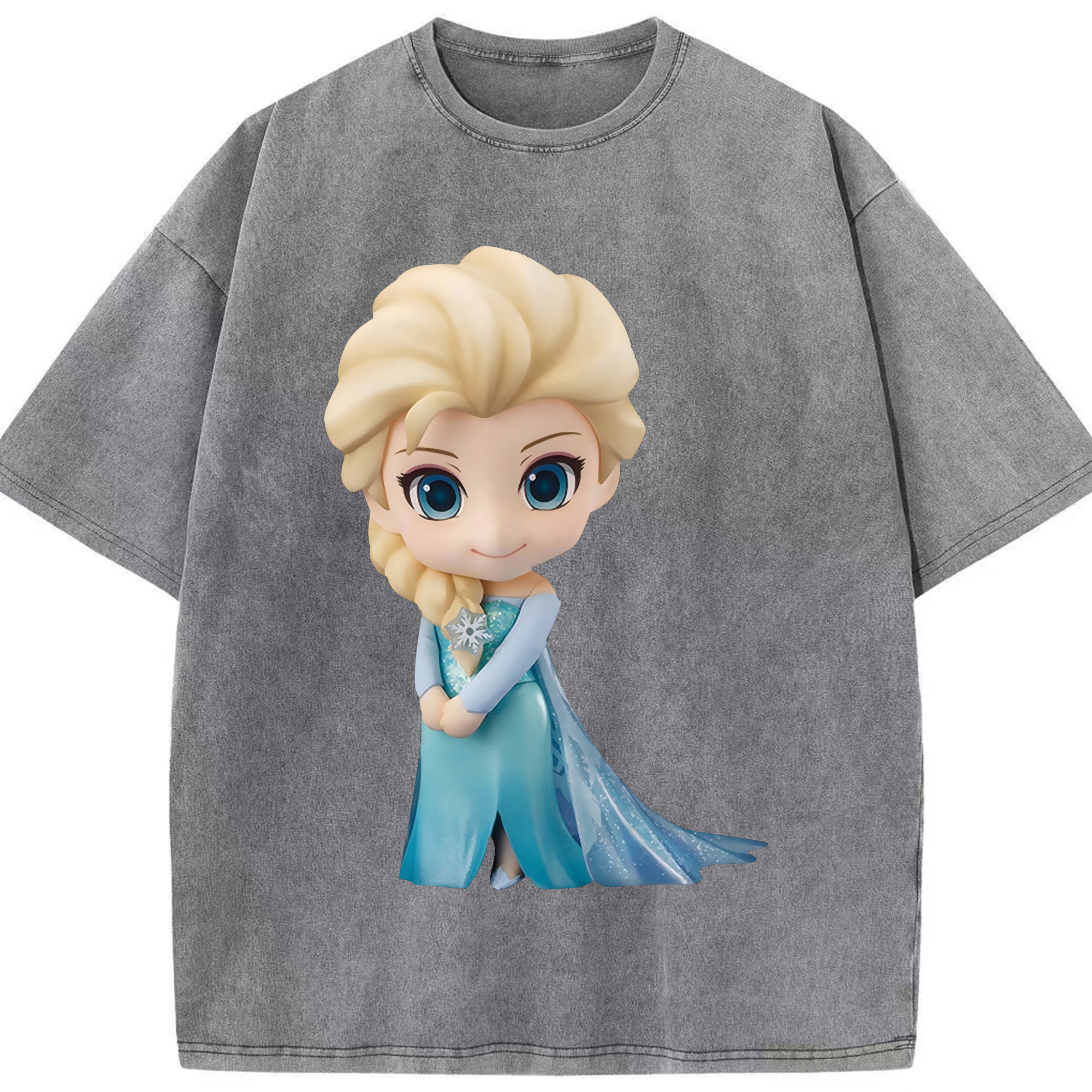 （画像用） アナと雪の女王 アンナ エルサ Frozen Anna Elsa 綿100% ヴィンテージ風 半袖Tシャツ（フロントプリント）