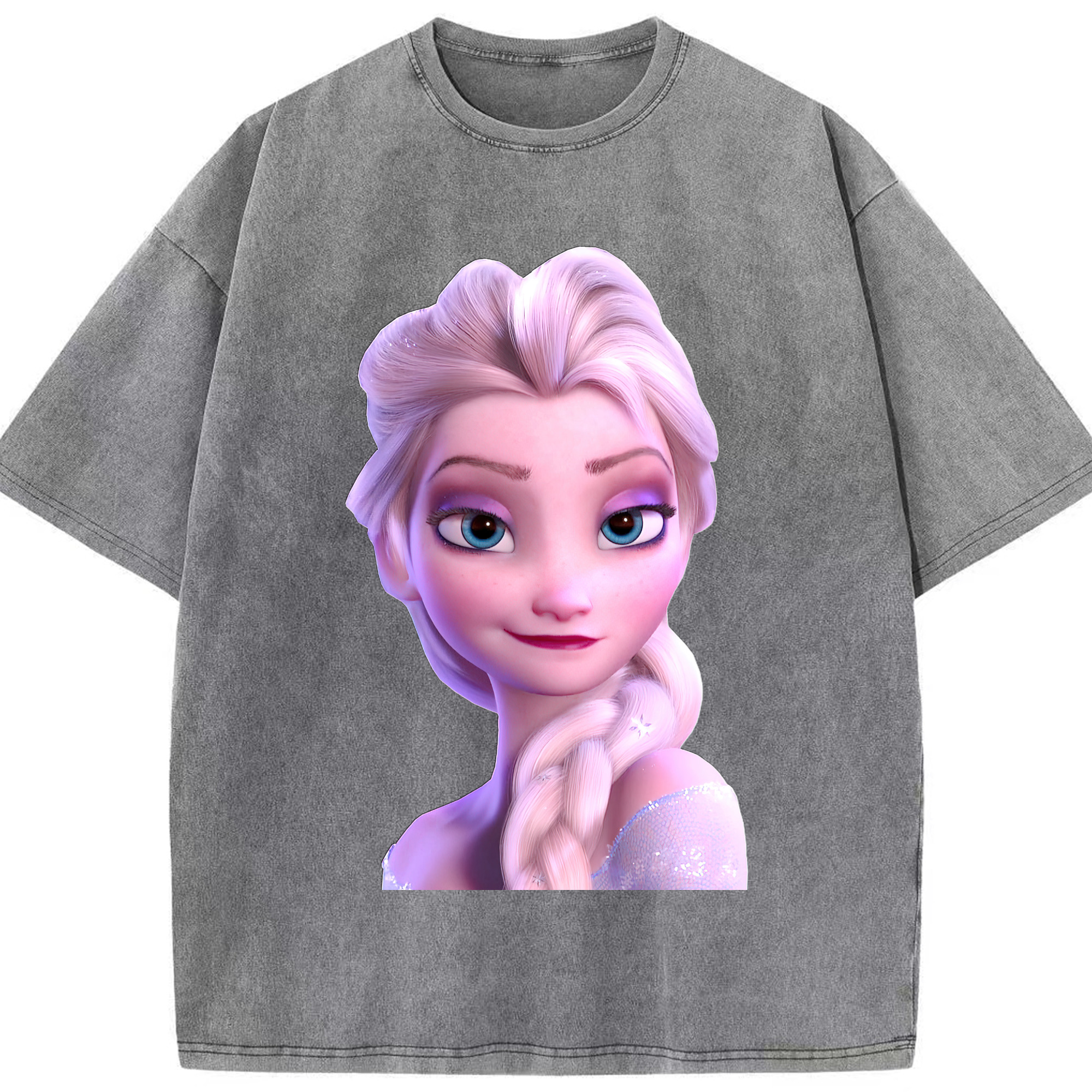 （画像用） アナと雪の女王 アンナ エルサ Frozen Anna Elsa 綿100% ヴィンテージ風 半袖Tシャツ（フロントプリント）
