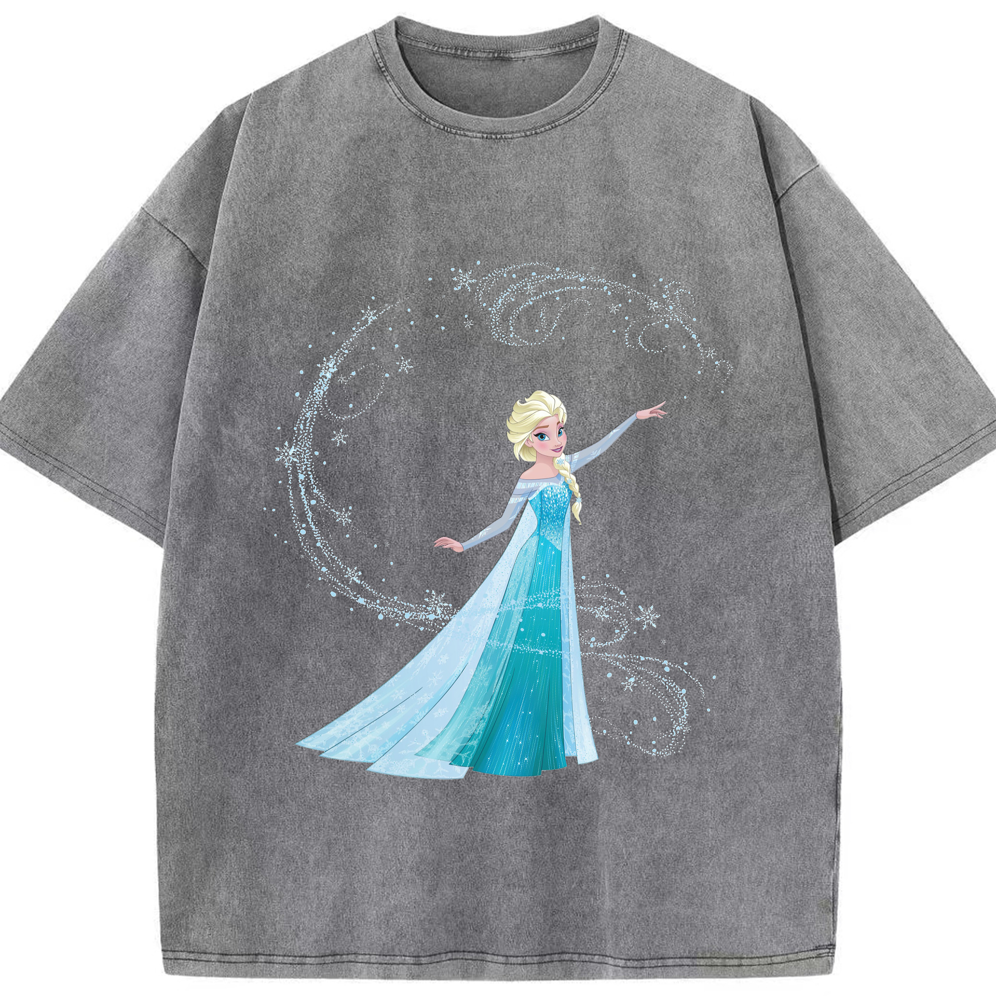 （画像用） アナと雪の女王 アンナ エルサ Frozen Anna Elsa 綿100% ヴィンテージ風 半袖Tシャツ（フロントプリント）