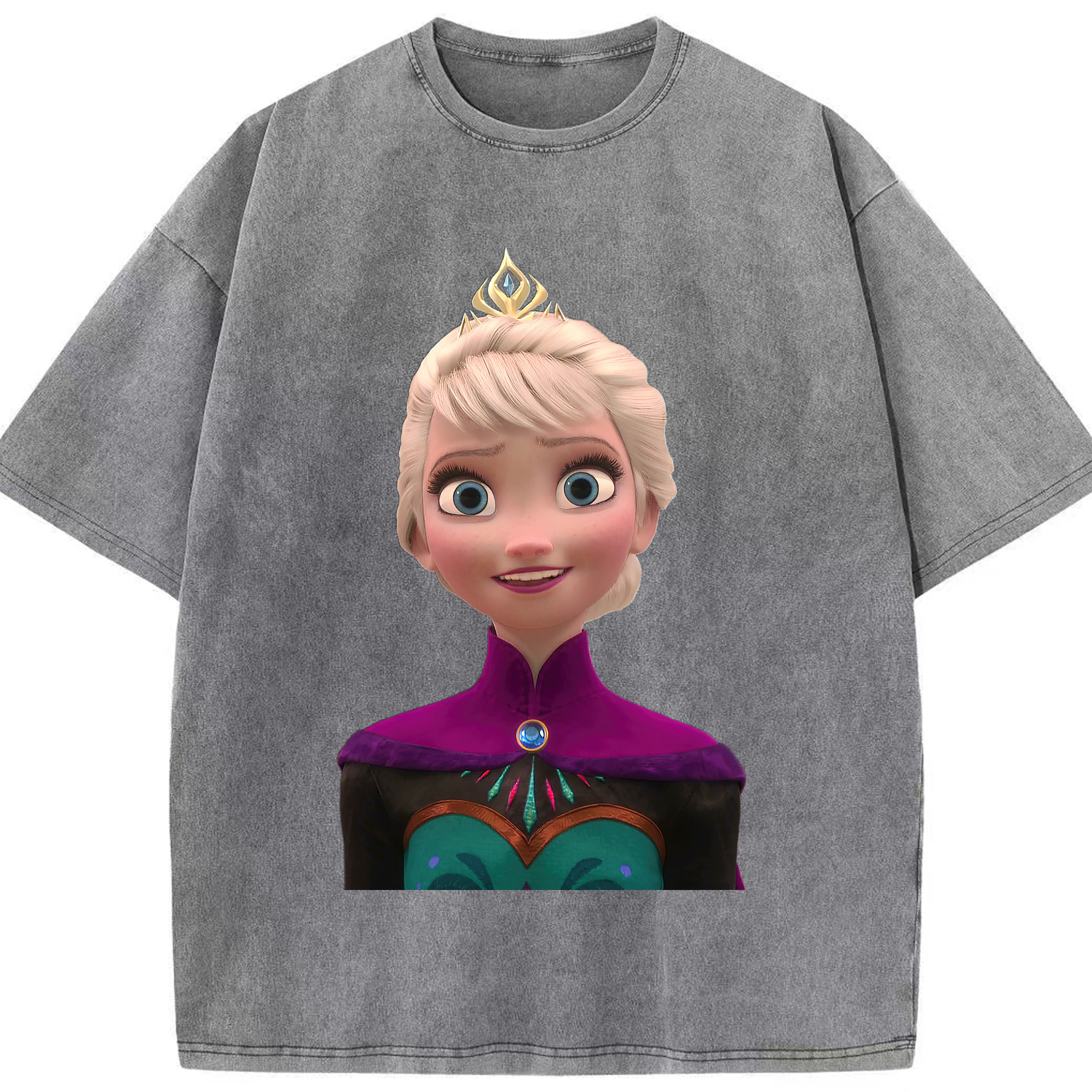 （画像用） アナと雪の女王 アンナ エルサ Frozen Anna Elsa 綿100% ヴィンテージ風 半袖Tシャツ（フロントプリント）