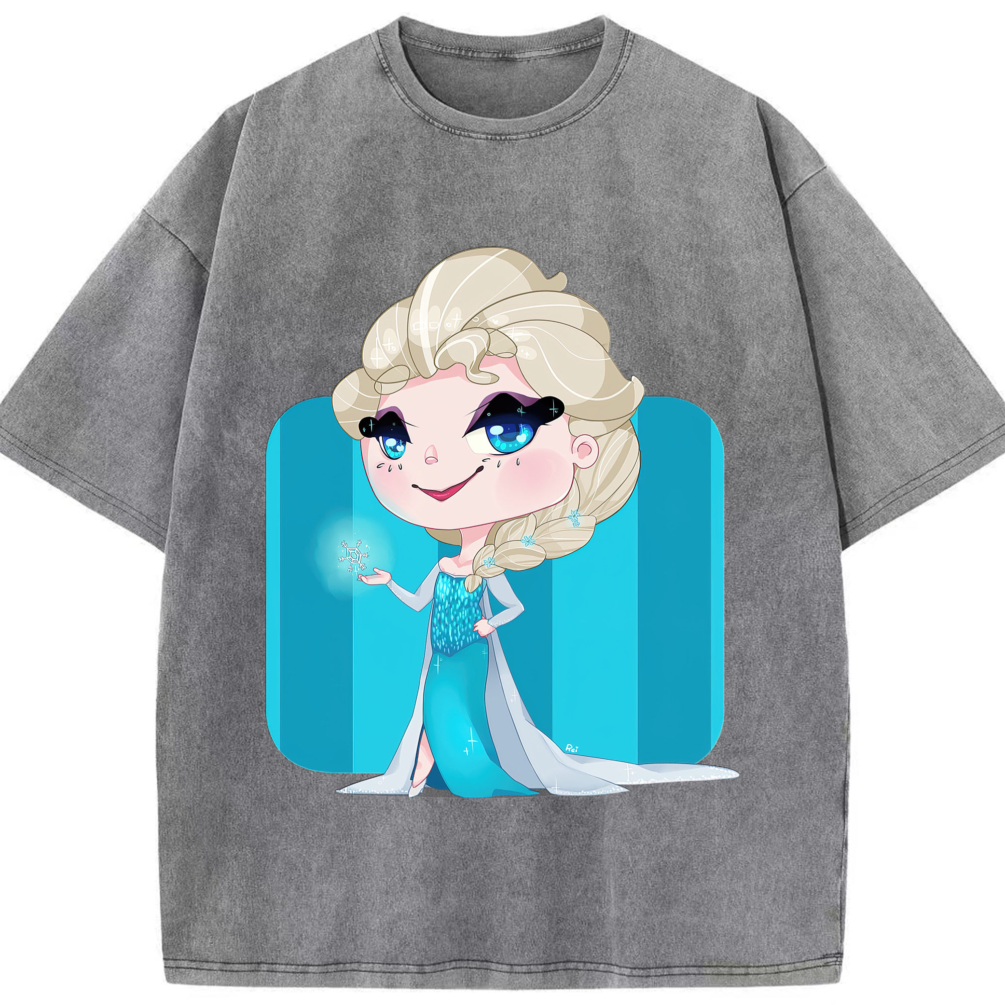 （画像用） アナと雪の女王 アンナ エルサ Frozen Anna Elsa 綿100% ヴィンテージ風 半袖Tシャツ（フロントプリント）