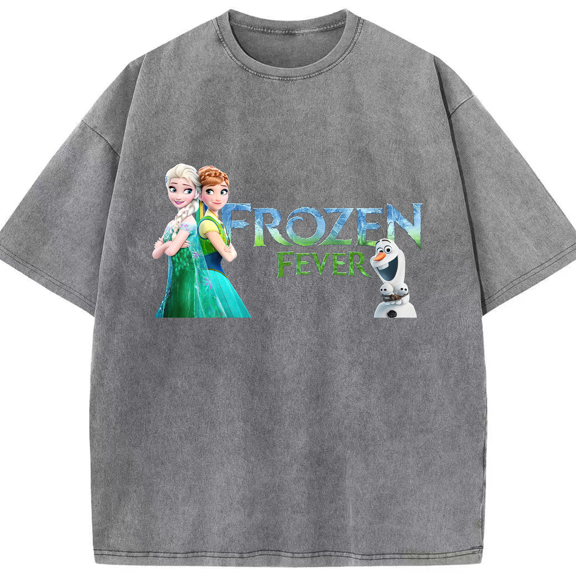 （画像用） アナと雪の女王 アンナ エルサ Frozen Anna Elsa 綿100% ヴィンテージ風 半袖Tシャツ（フロントプリント）