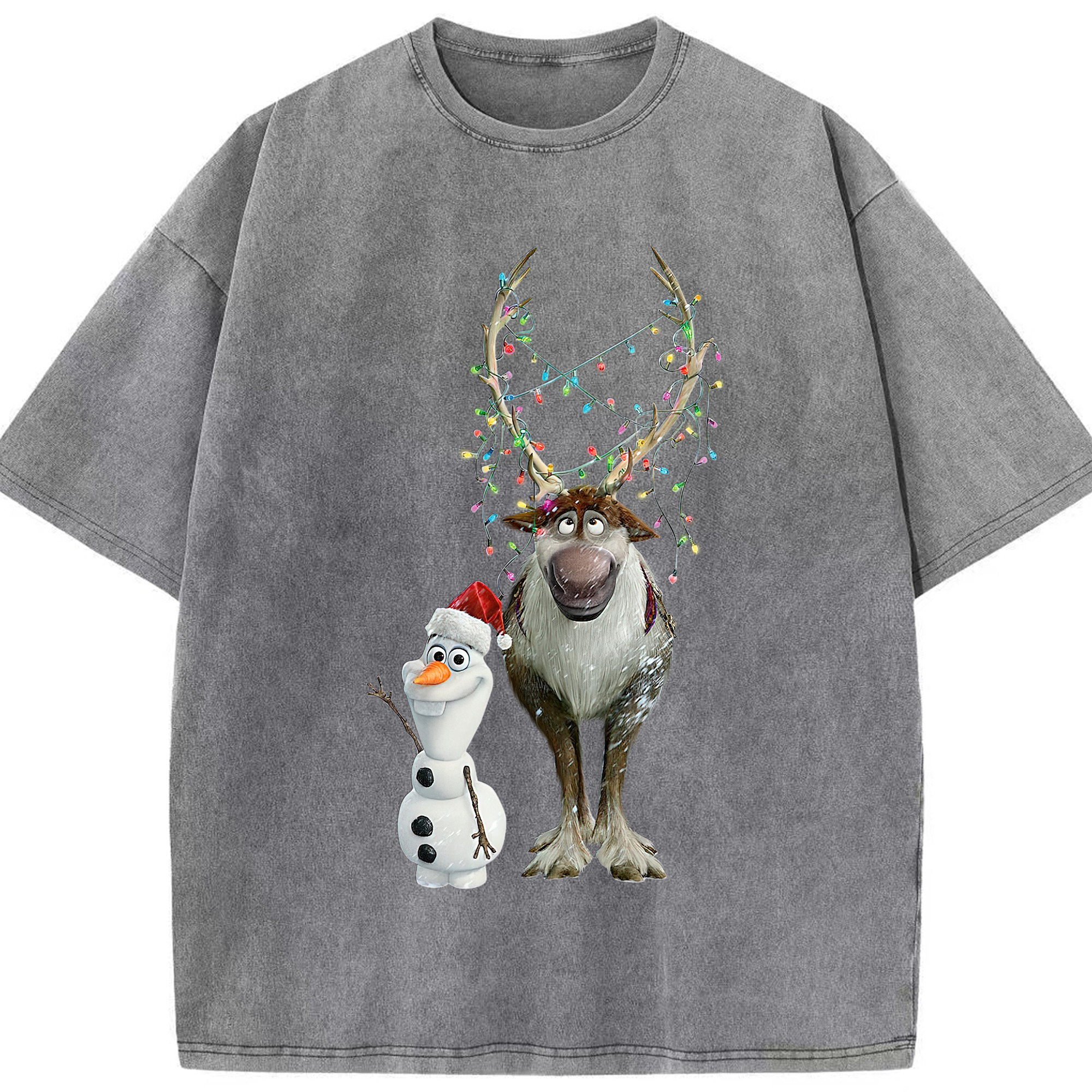 （画像用） アナと雪の女王 アンナ エルサ Frozen Anna Elsa 綿100% ヴィンテージ風 半袖Tシャツ（フロントプリント）