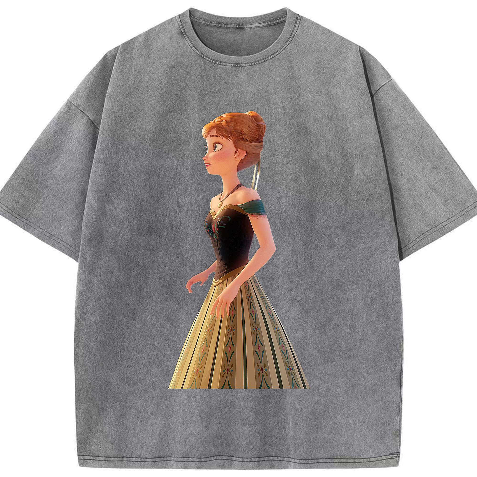 （画像用） アナと雪の女王 アンナ エルサ Frozen Anna Elsa 綿100% ヴィンテージ風 半袖Tシャツ（フロントプリント）