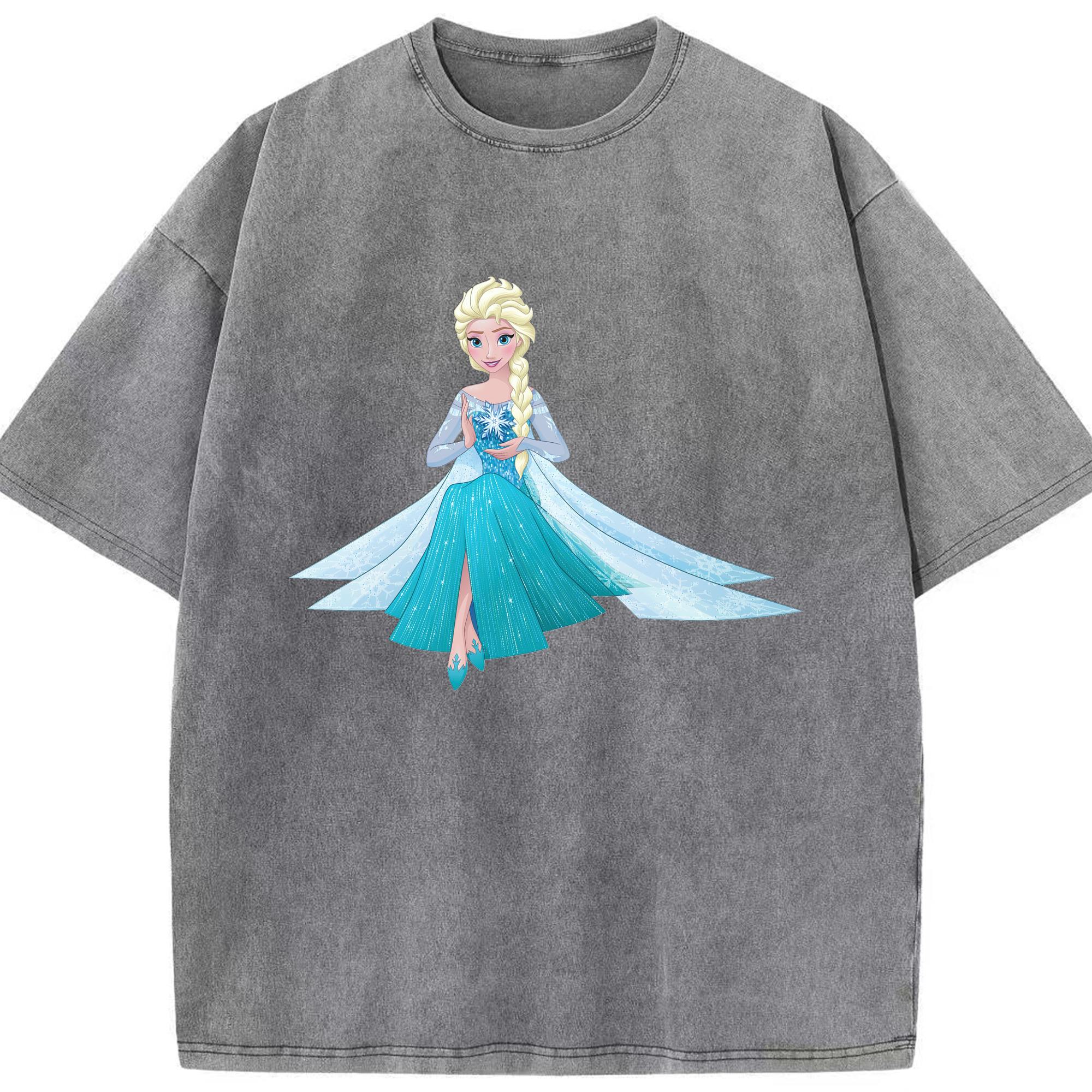 （画像用） アナと雪の女王 アンナ エルサ Frozen Anna Elsa 綿100% ヴィンテージ風 半袖Tシャツ（フロントプリント）