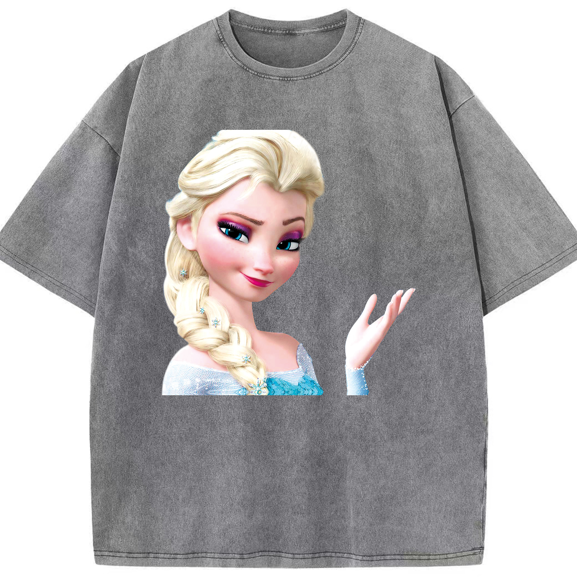 （画像用） アナと雪の女王 アンナ エルサ Frozen Anna Elsa 綿100% ヴィンテージ風 半袖Tシャツ（フロントプリント）