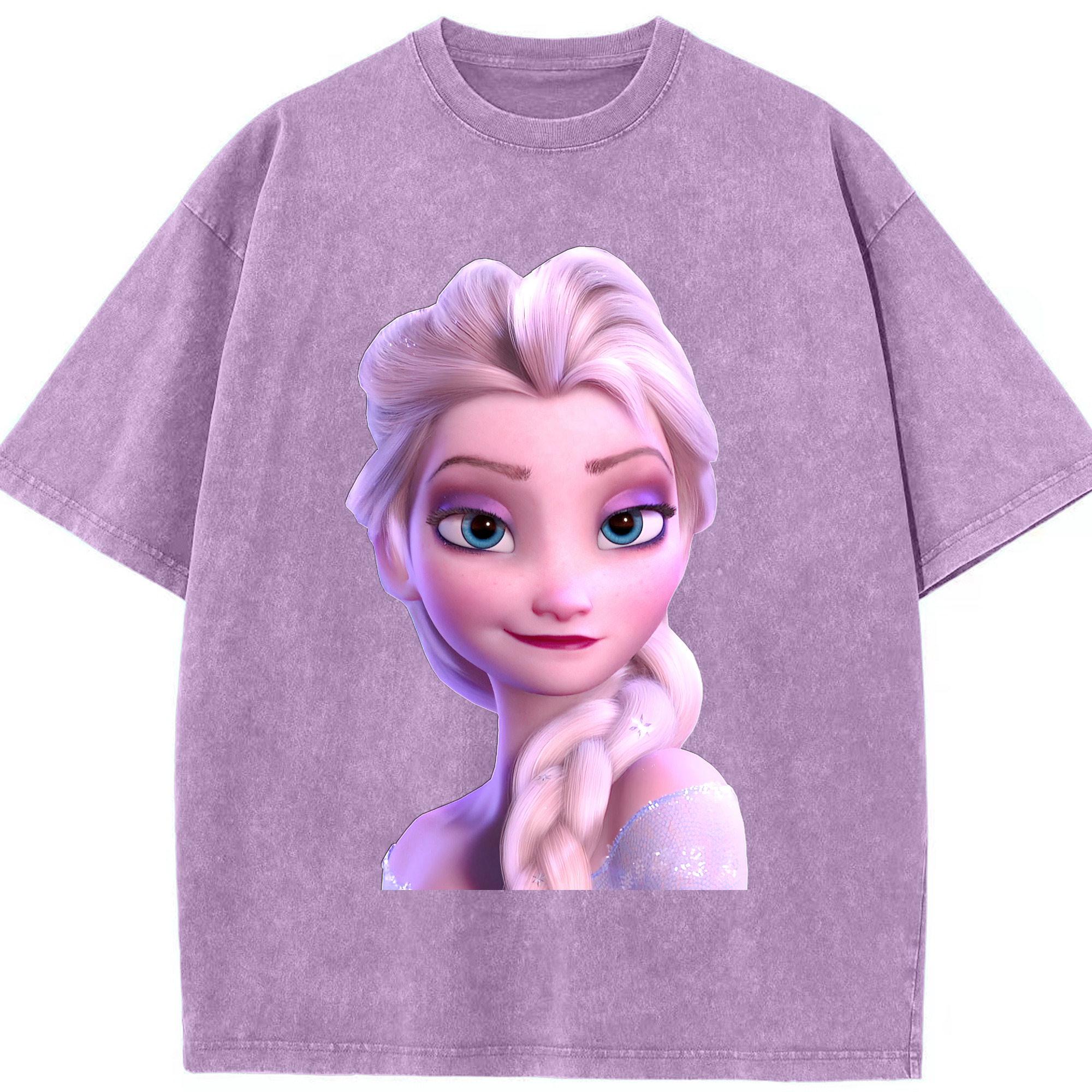 （画像用） アナと雪の女王 アンナ エルサ Frozen Anna Elsa 綿100% ヴィンテージ風 半袖Tシャツ（フロントプリント）