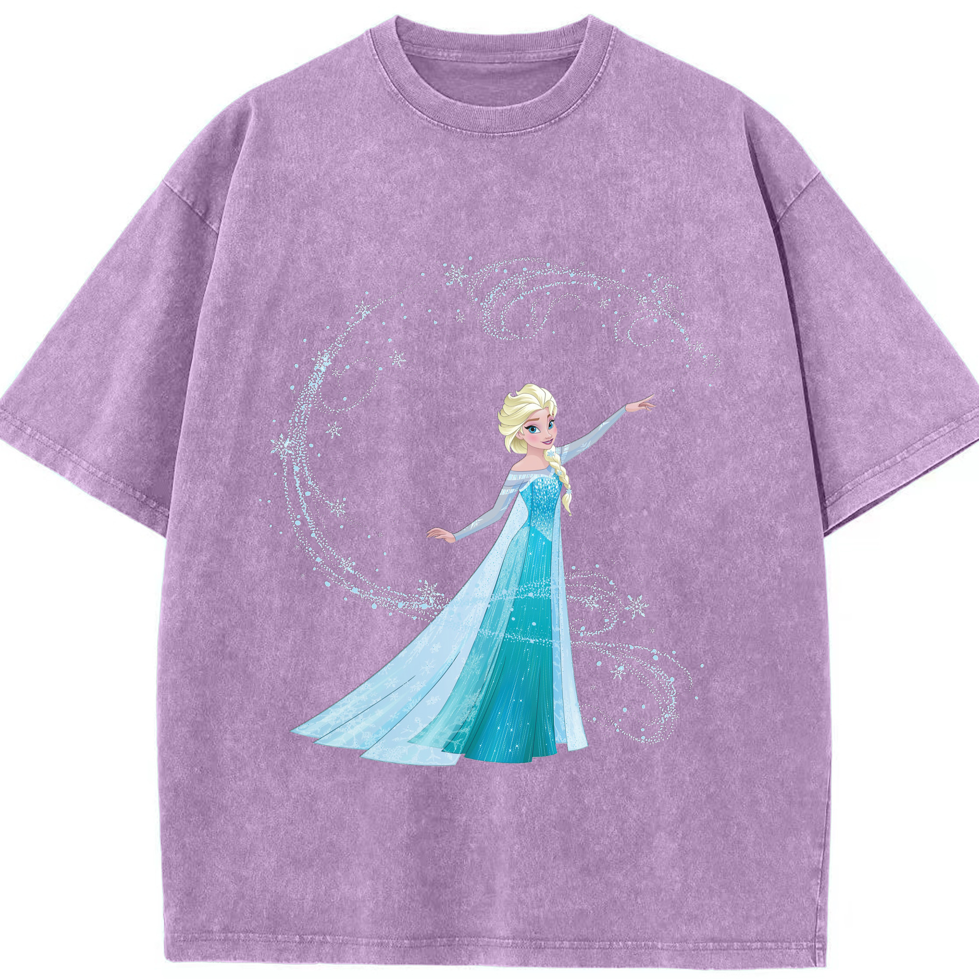 （画像用） アナと雪の女王 アンナ エルサ Frozen Anna Elsa 綿100% ヴィンテージ風 半袖Tシャツ（フロントプリント）