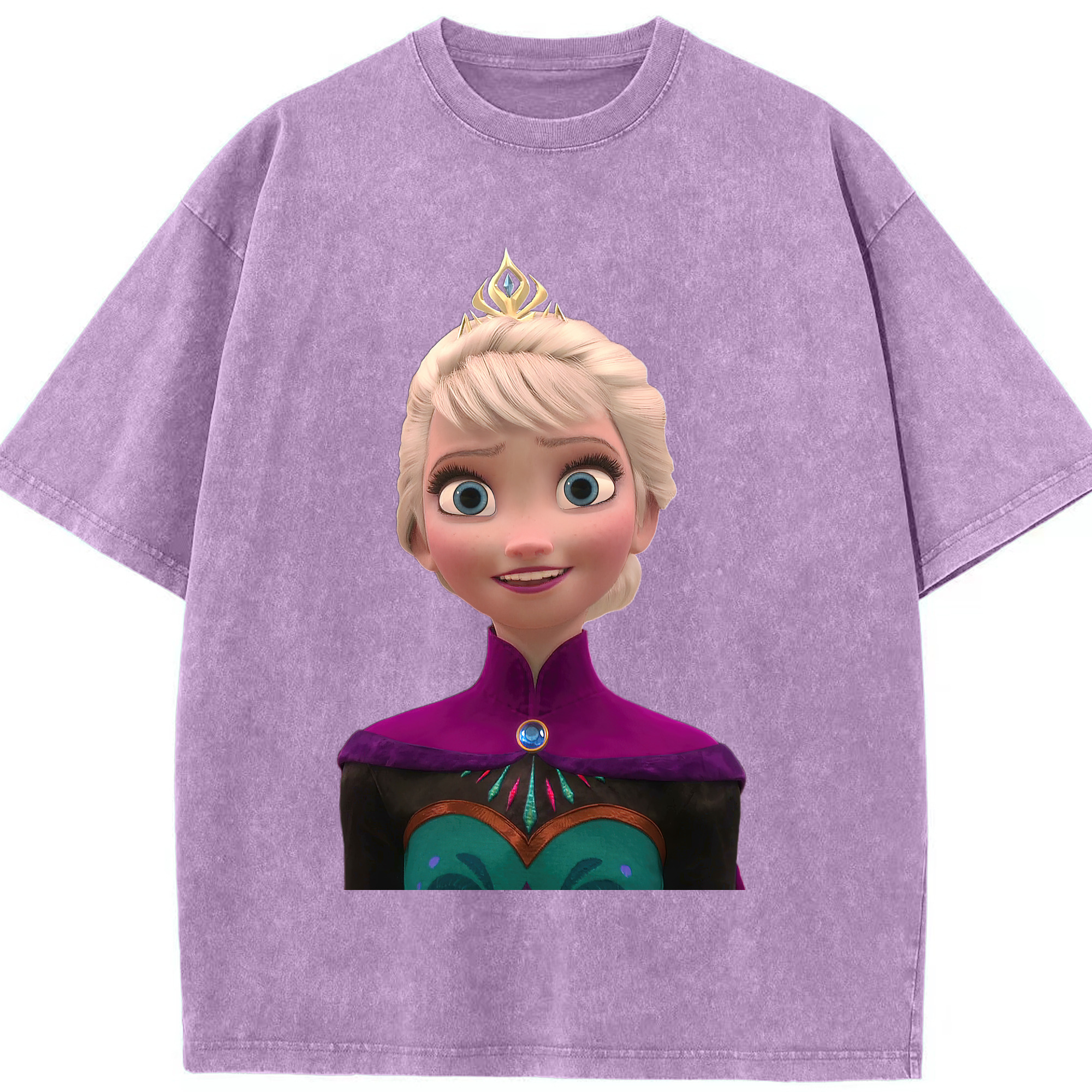 （画像用） アナと雪の女王 アンナ エルサ Frozen Anna Elsa 綿100% ヴィンテージ風 半袖Tシャツ（フロントプリント）