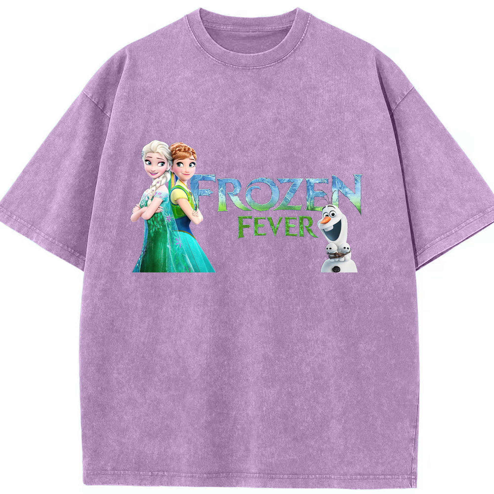 （画像用） アナと雪の女王 アンナ エルサ Frozen Anna Elsa 綿100% ヴィンテージ風 半袖Tシャツ（フロントプリント）