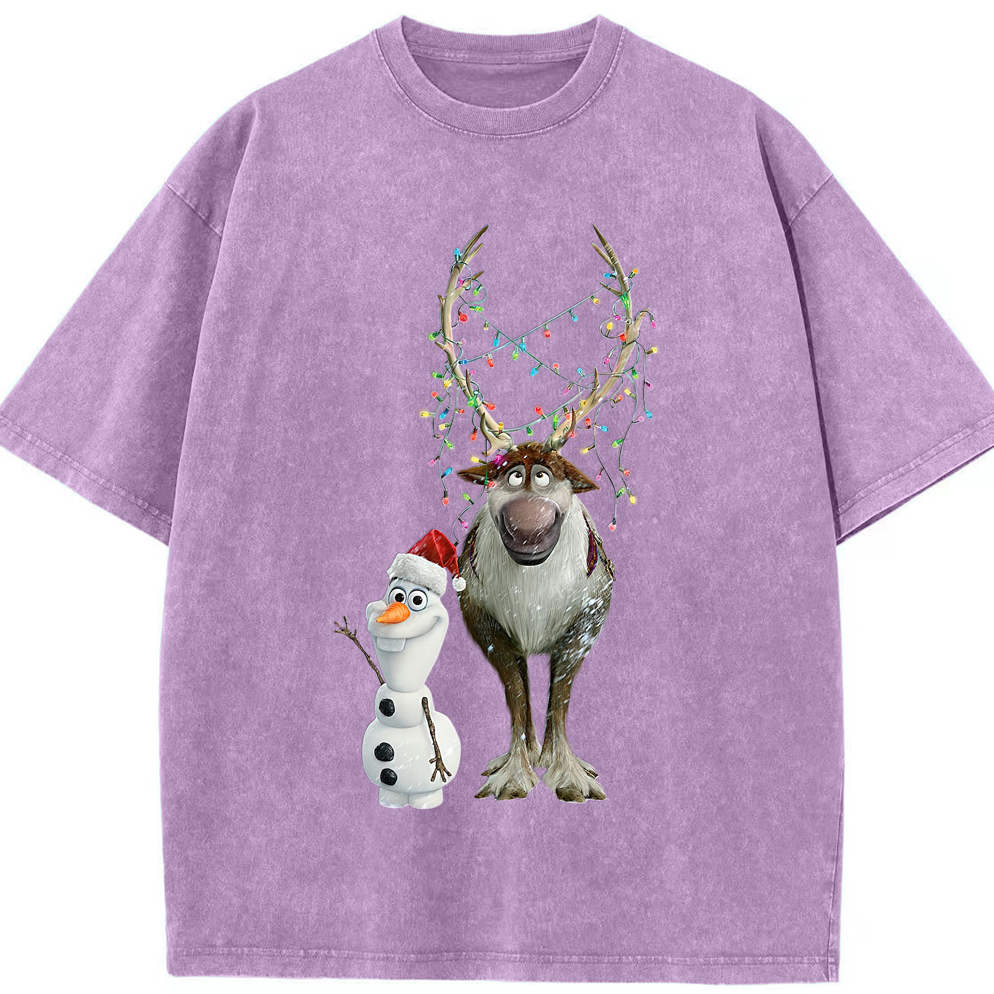 （画像用） アナと雪の女王 アンナ エルサ Frozen Anna Elsa 綿100% ヴィンテージ風 半袖Tシャツ（フロントプリント）
