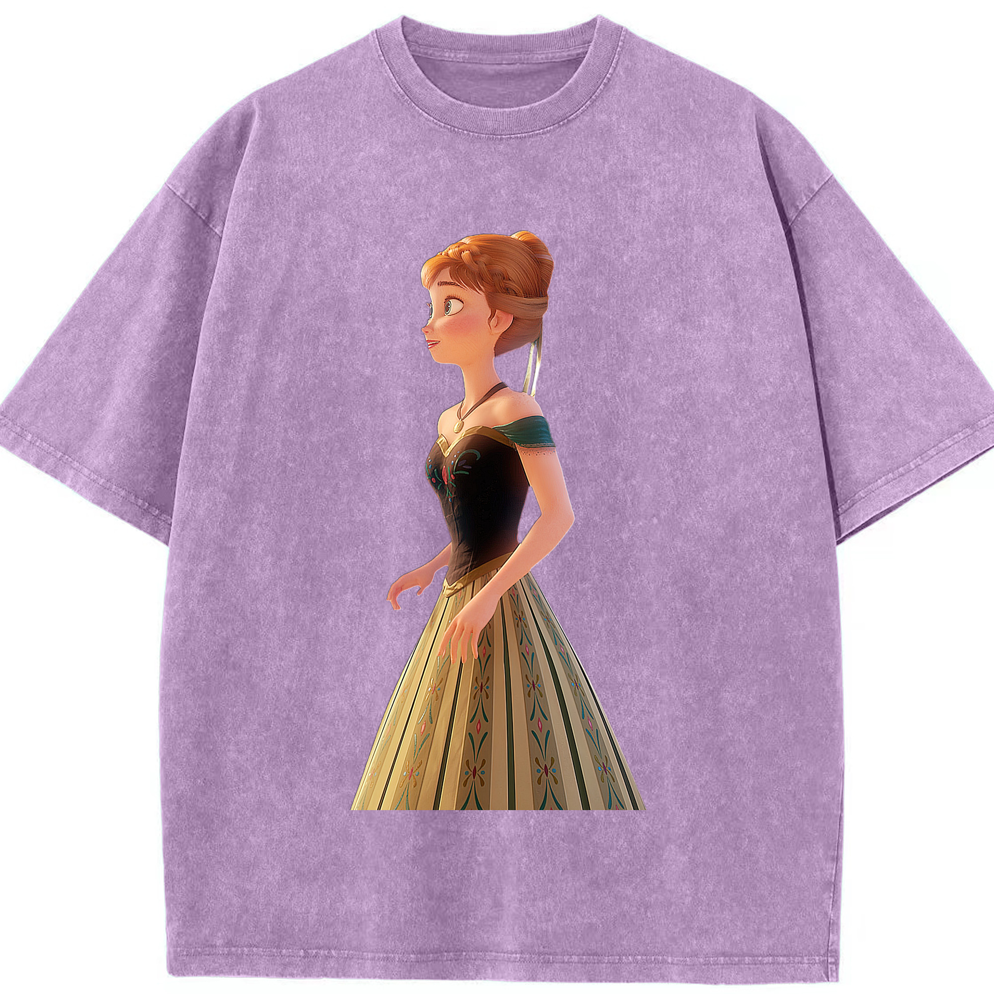 （画像用） アナと雪の女王 アンナ エルサ Frozen Anna Elsa 綿100% ヴィンテージ風 半袖Tシャツ（フロントプリント）
